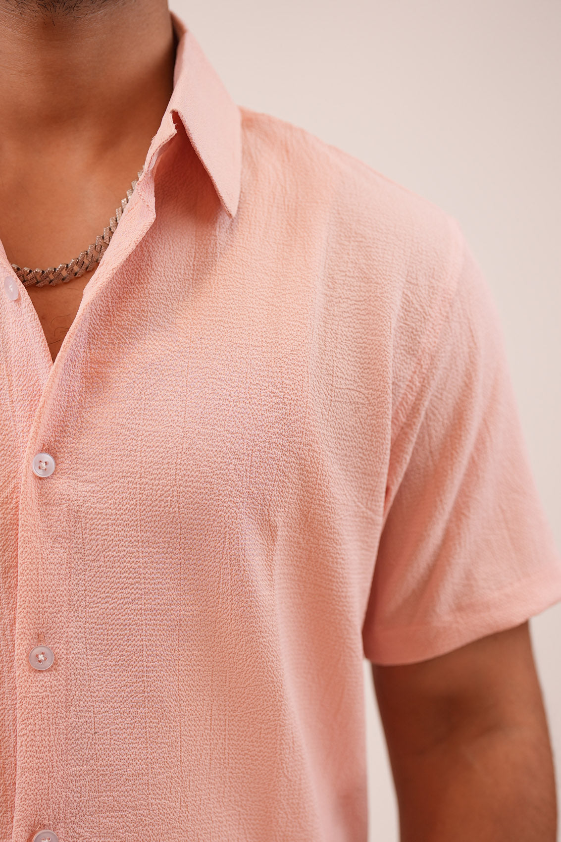 Pastel Peach Half-Sleeve Shirt