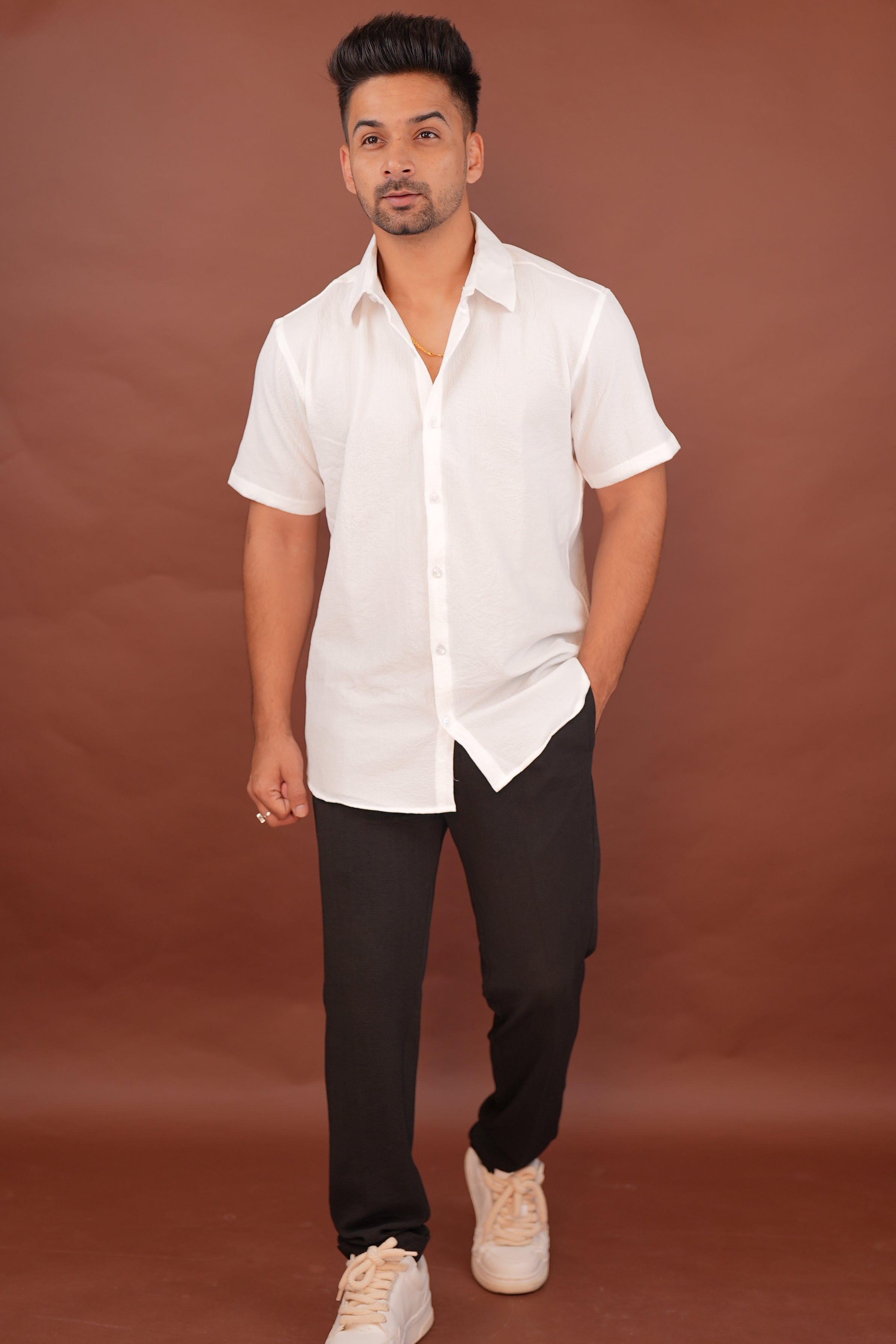 Crisp White Half-Sleeve Shirt