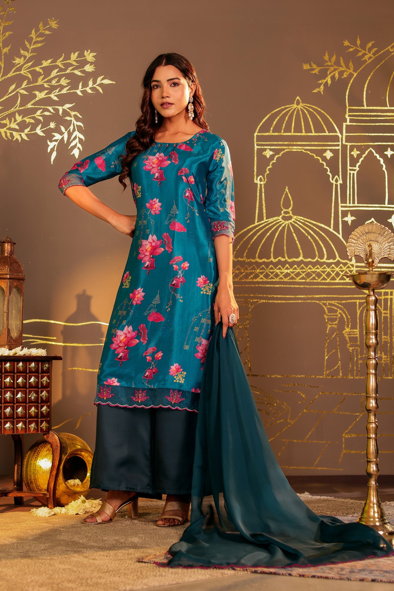 Dark Blue Kurta Set with Palazzo