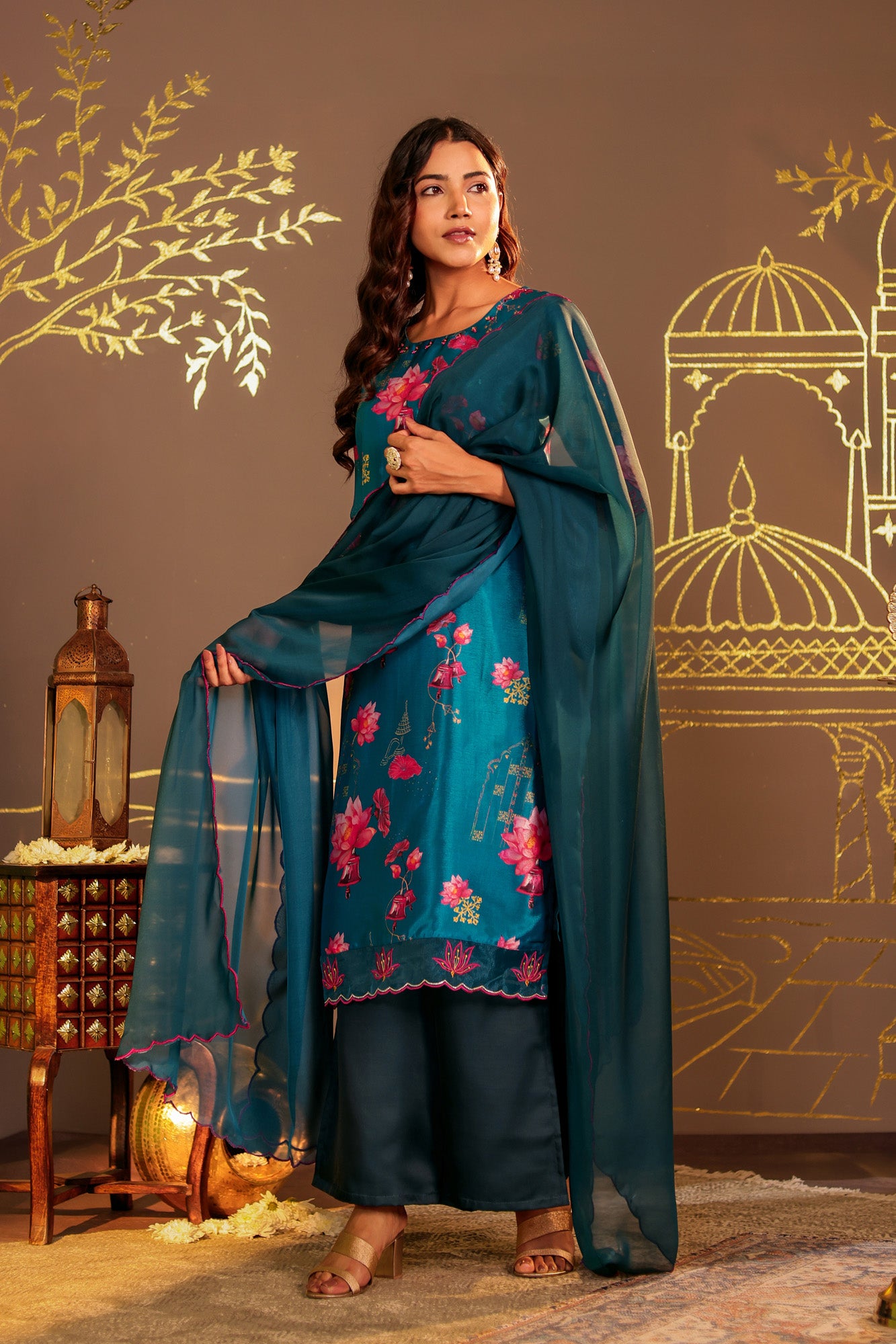 Dark Blue Kurta Set with Palazzo