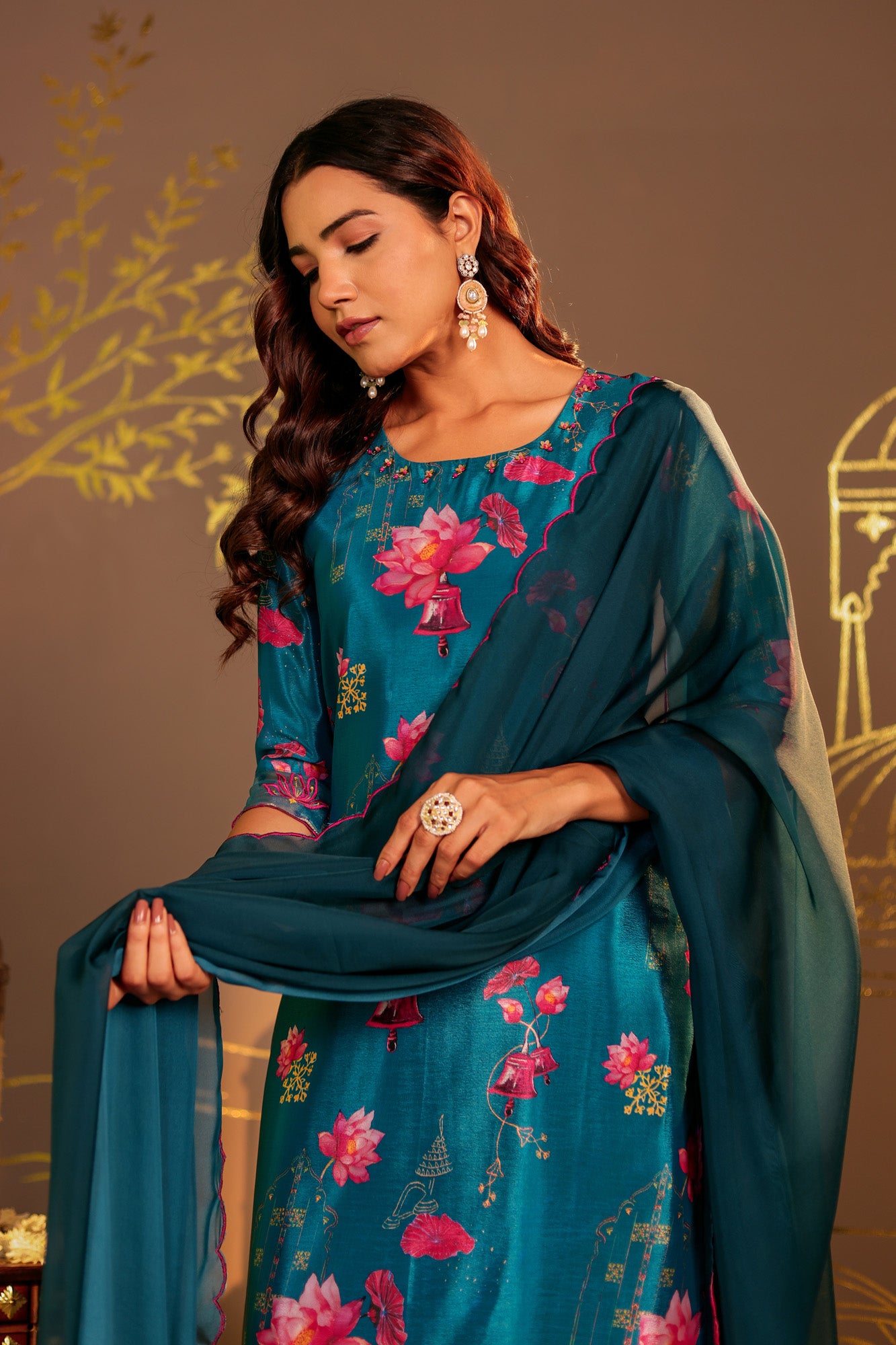 Dark Blue Kurta Set with Palazzo