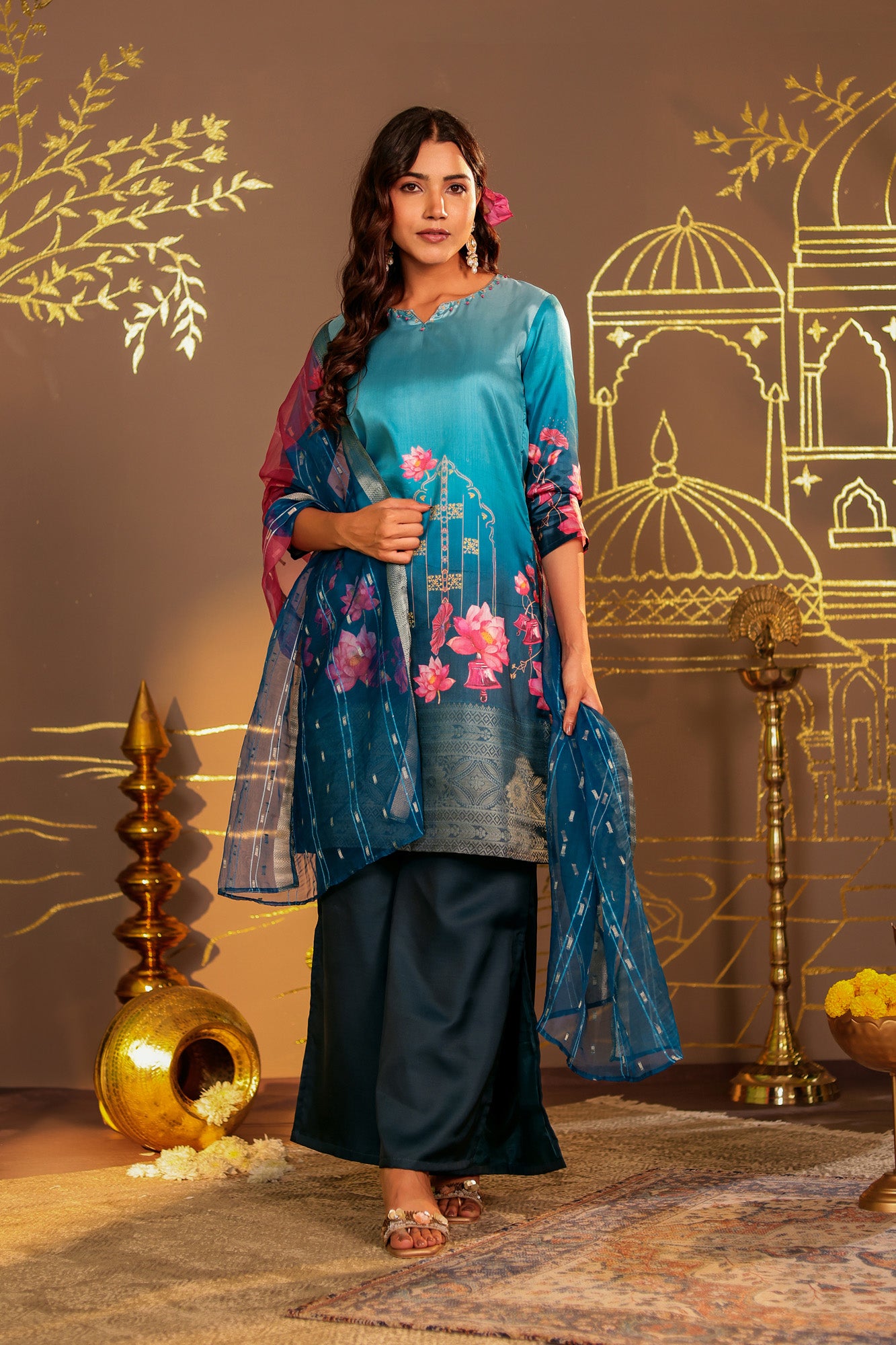 Blue Ombre Kurta set with Palazzo