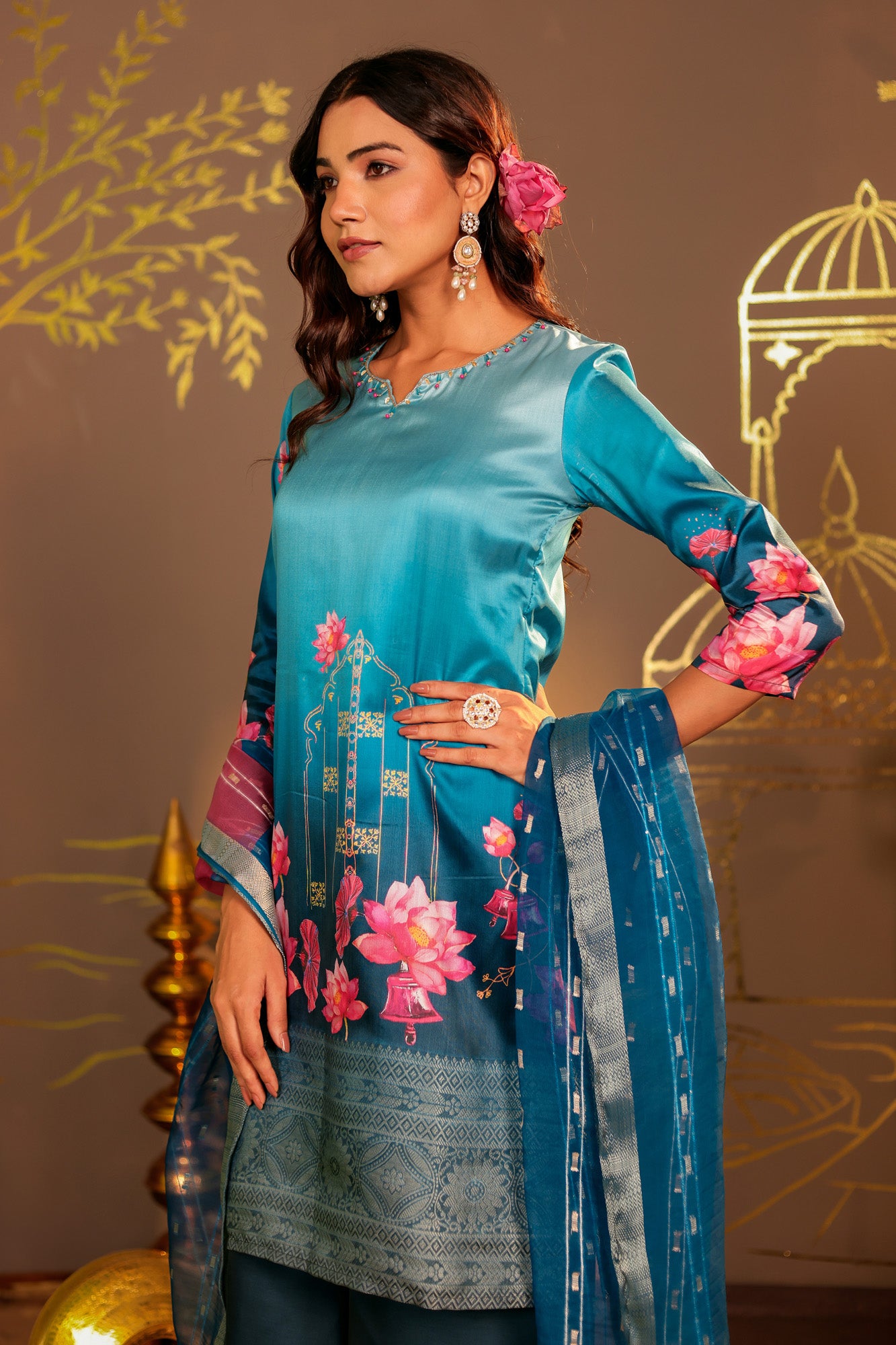 Blue Ombre Kurta set with Palazzo