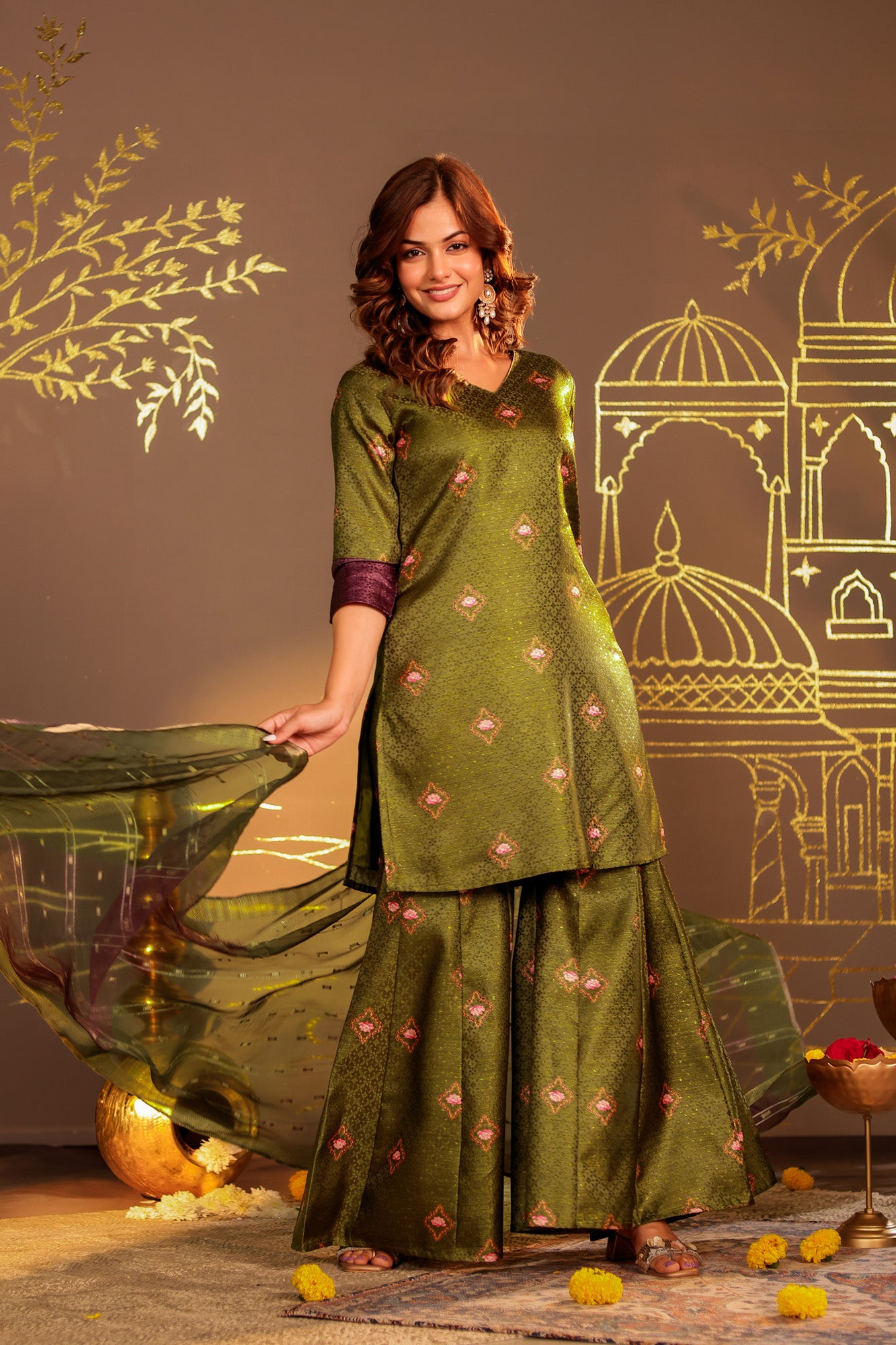 Mehndi Green Kurti Set