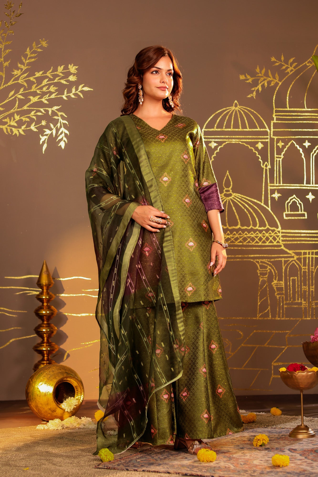 Mehndi Green Kurti Set