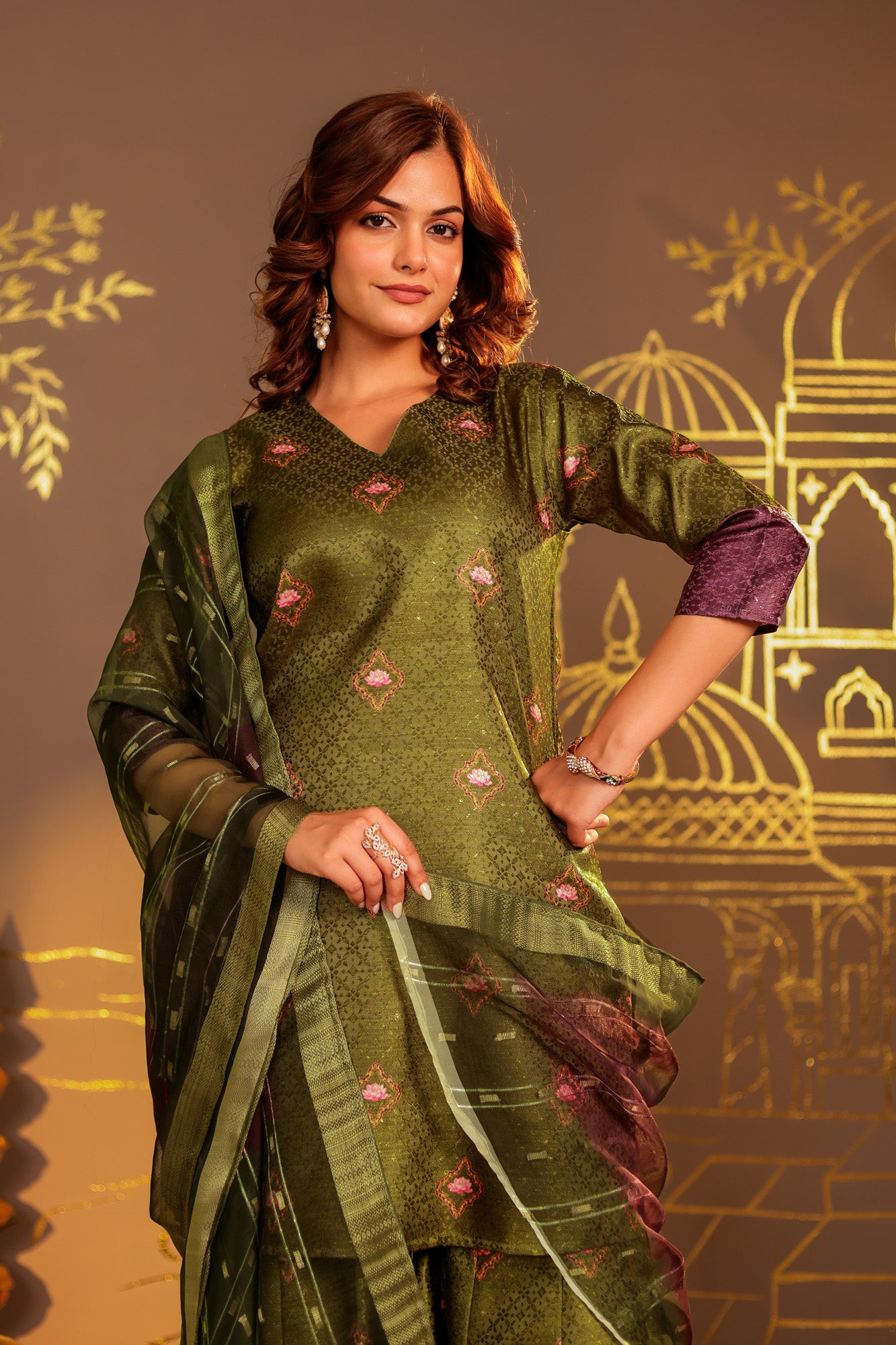 Mehndi Green Kurti Set