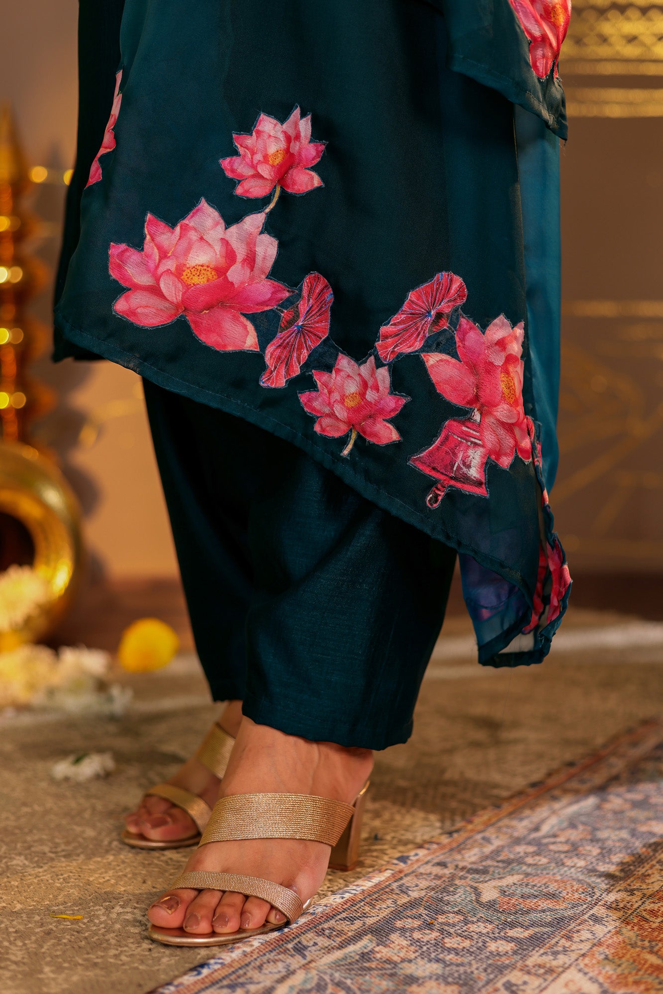 Dark Teal Blue Kamal Kurta Set