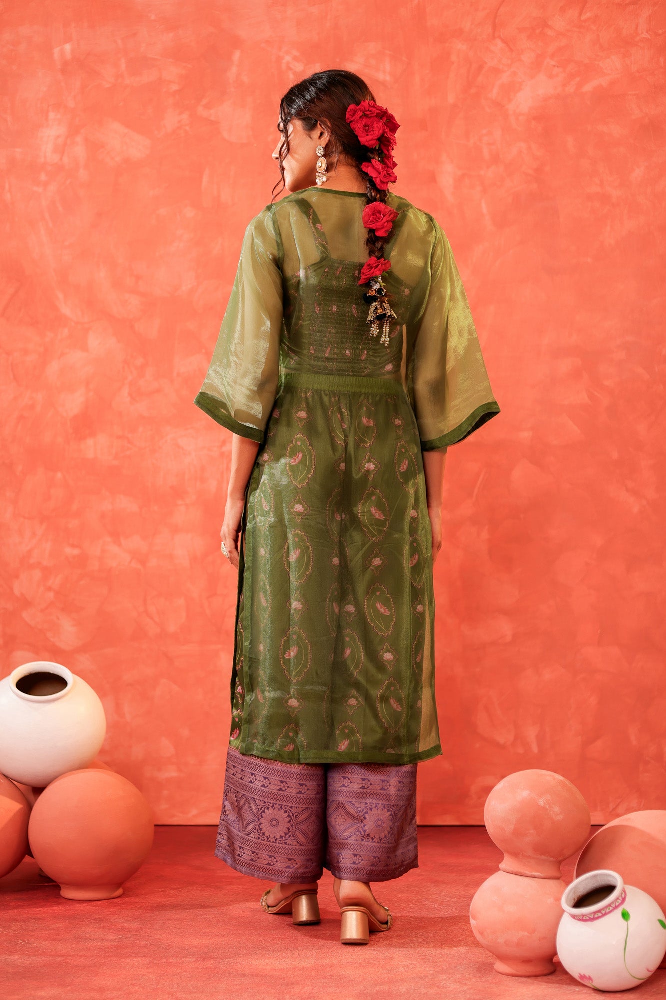 Mehndi Green Kurti with Palazzo