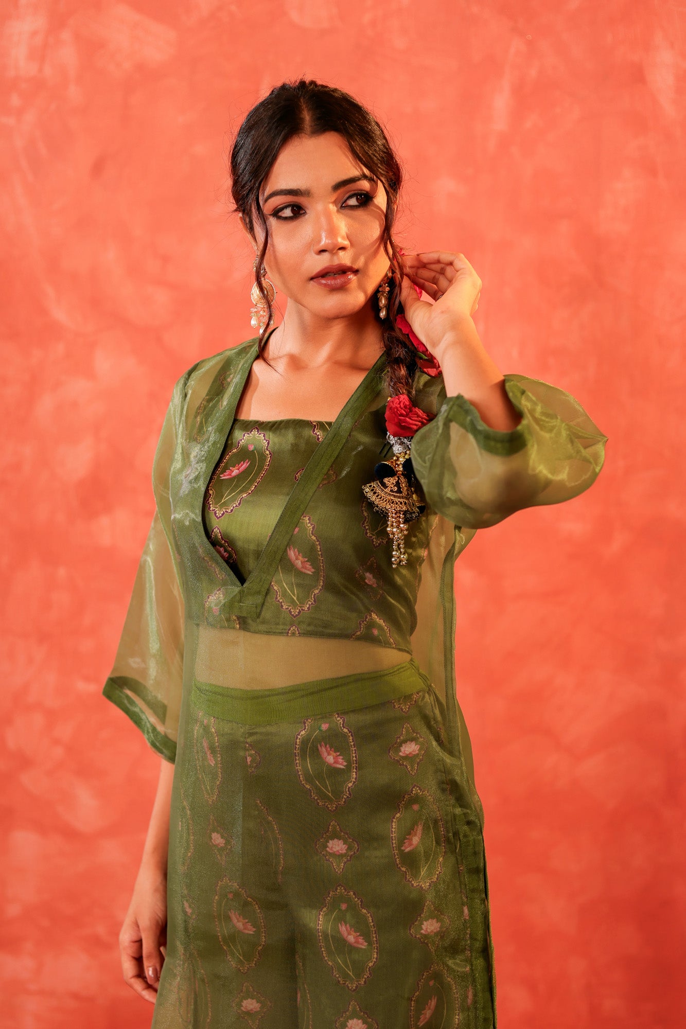 Mehndi Green Kurti with Palazzo