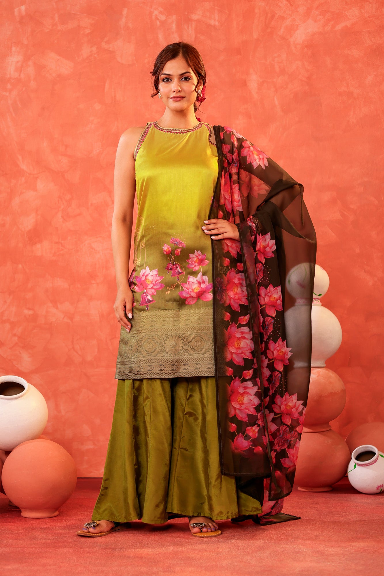 Lemon Green Ombre Kurta set