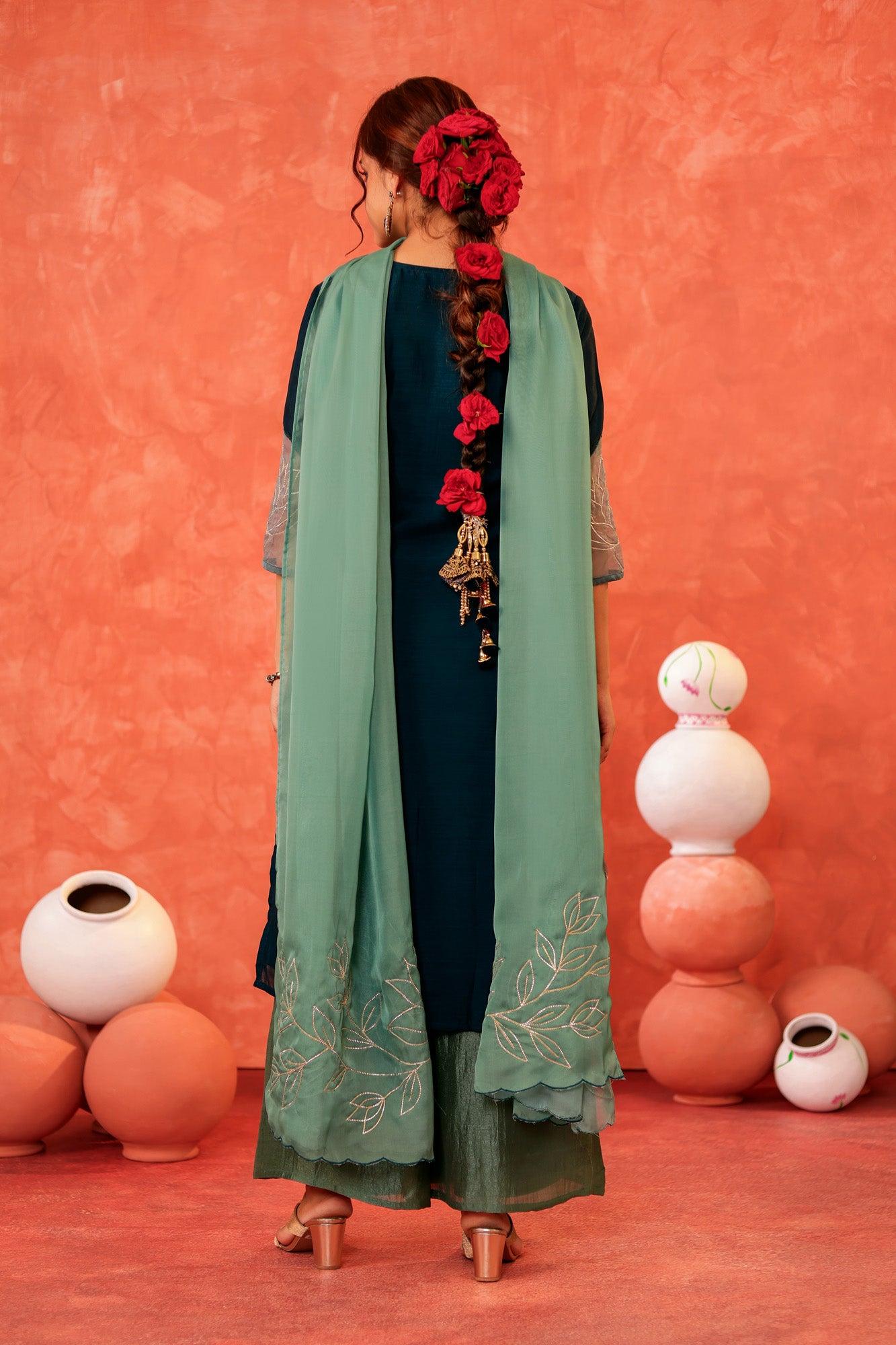 Deep Green Kurta Set with Palazzo