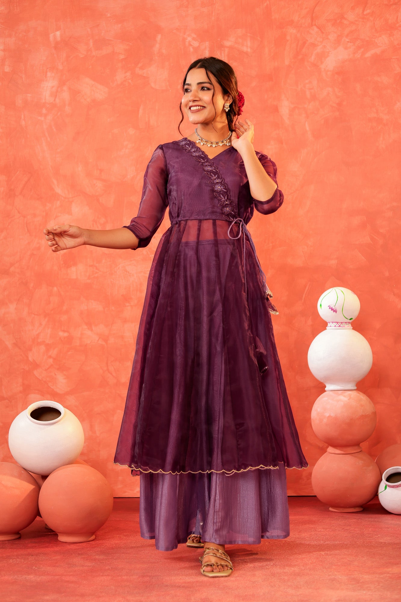 Purple Angrakha with Palazzo