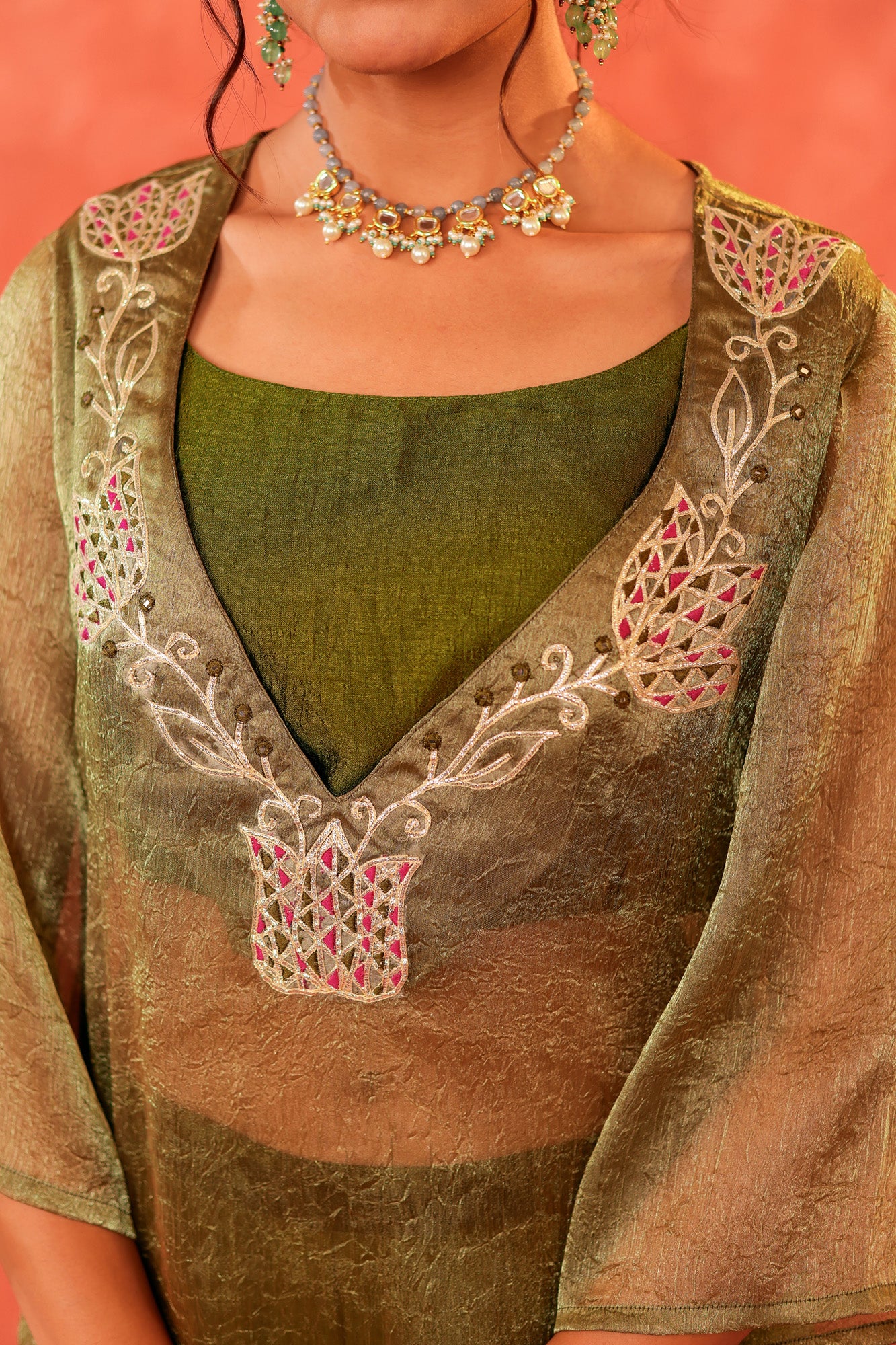 Mehndi Double Layer Tunic Set