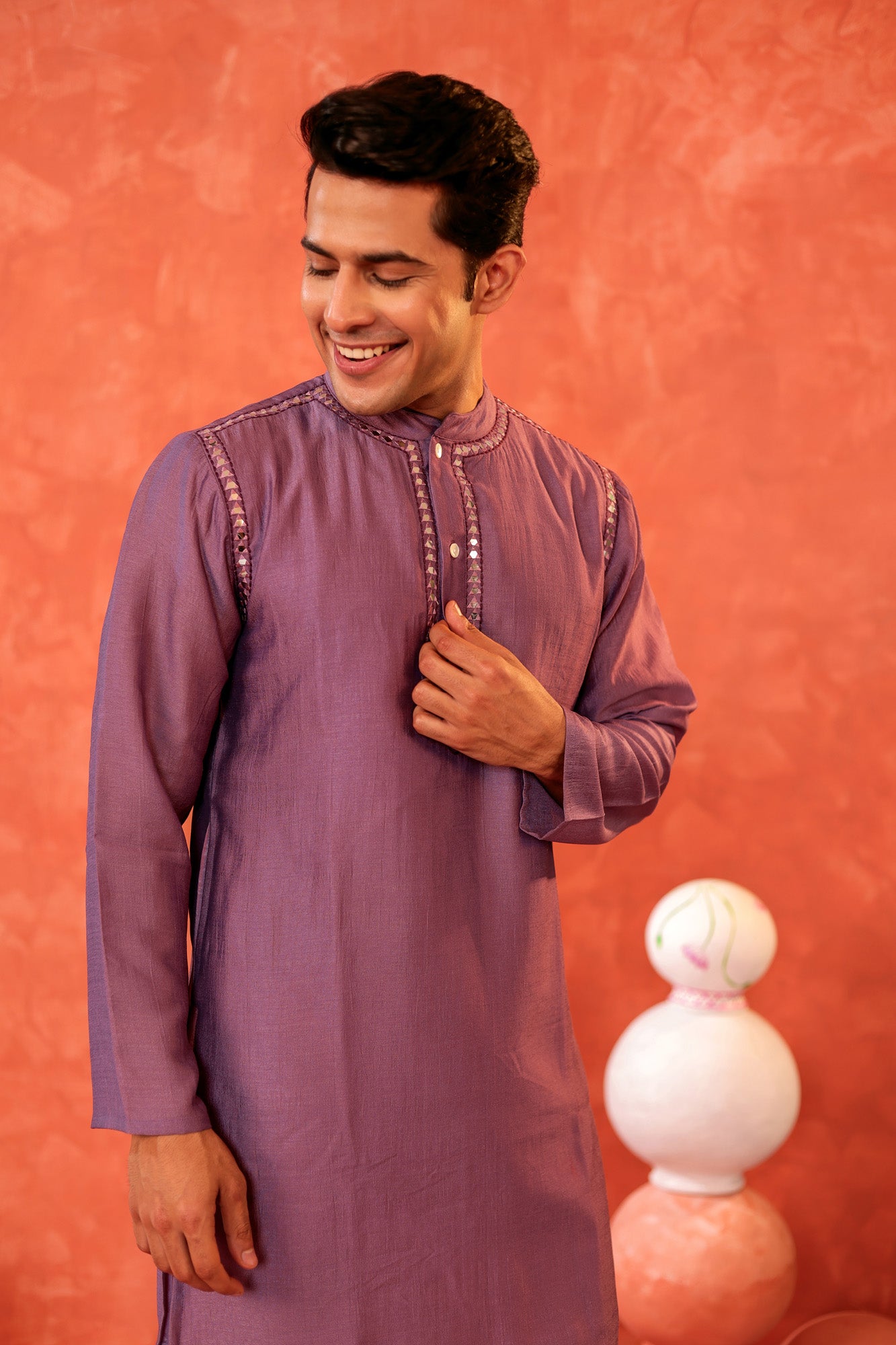 Lavender Utsav Mens Kurta Pajama