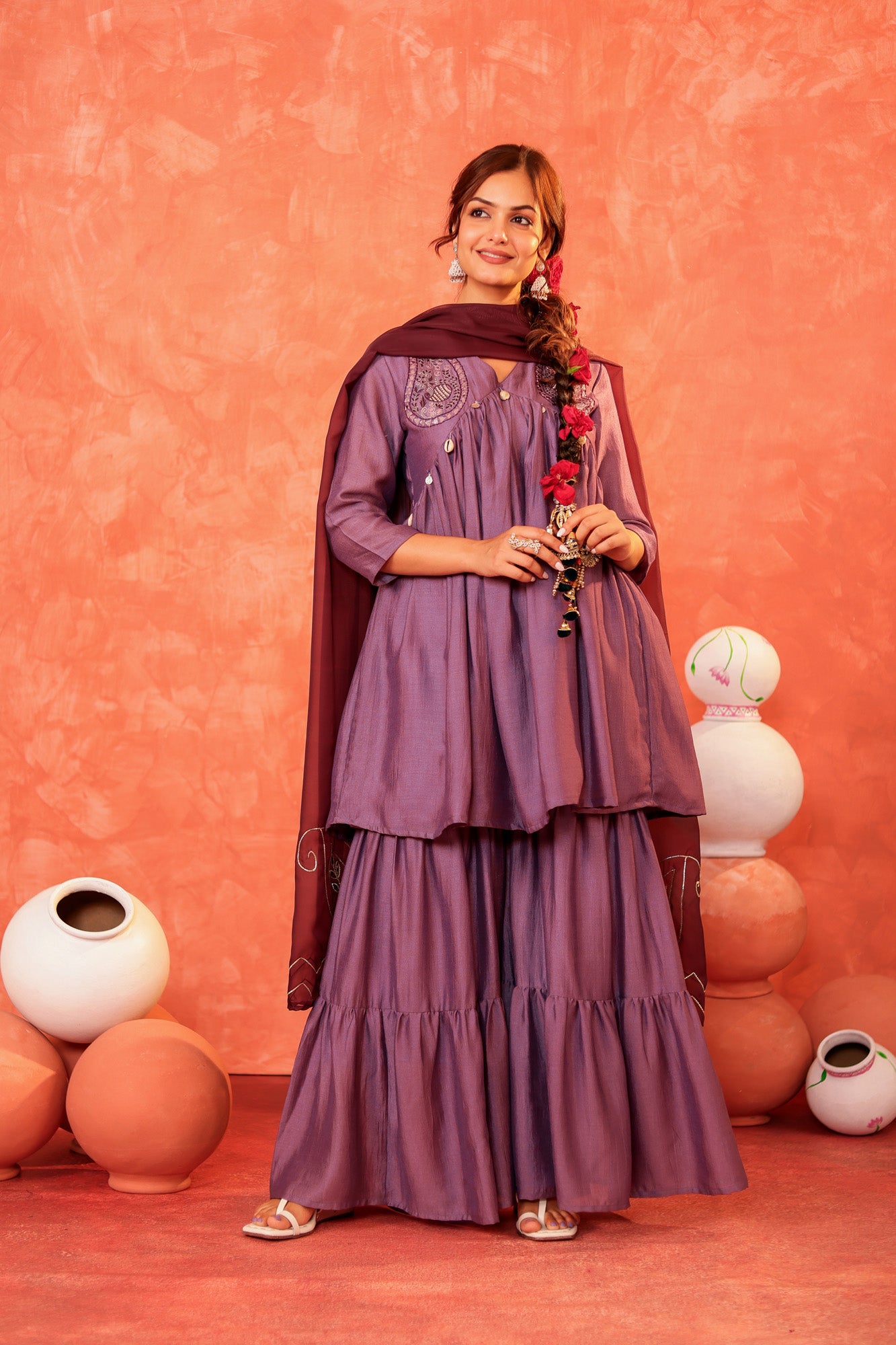 Lavender Kurti set with Sharara