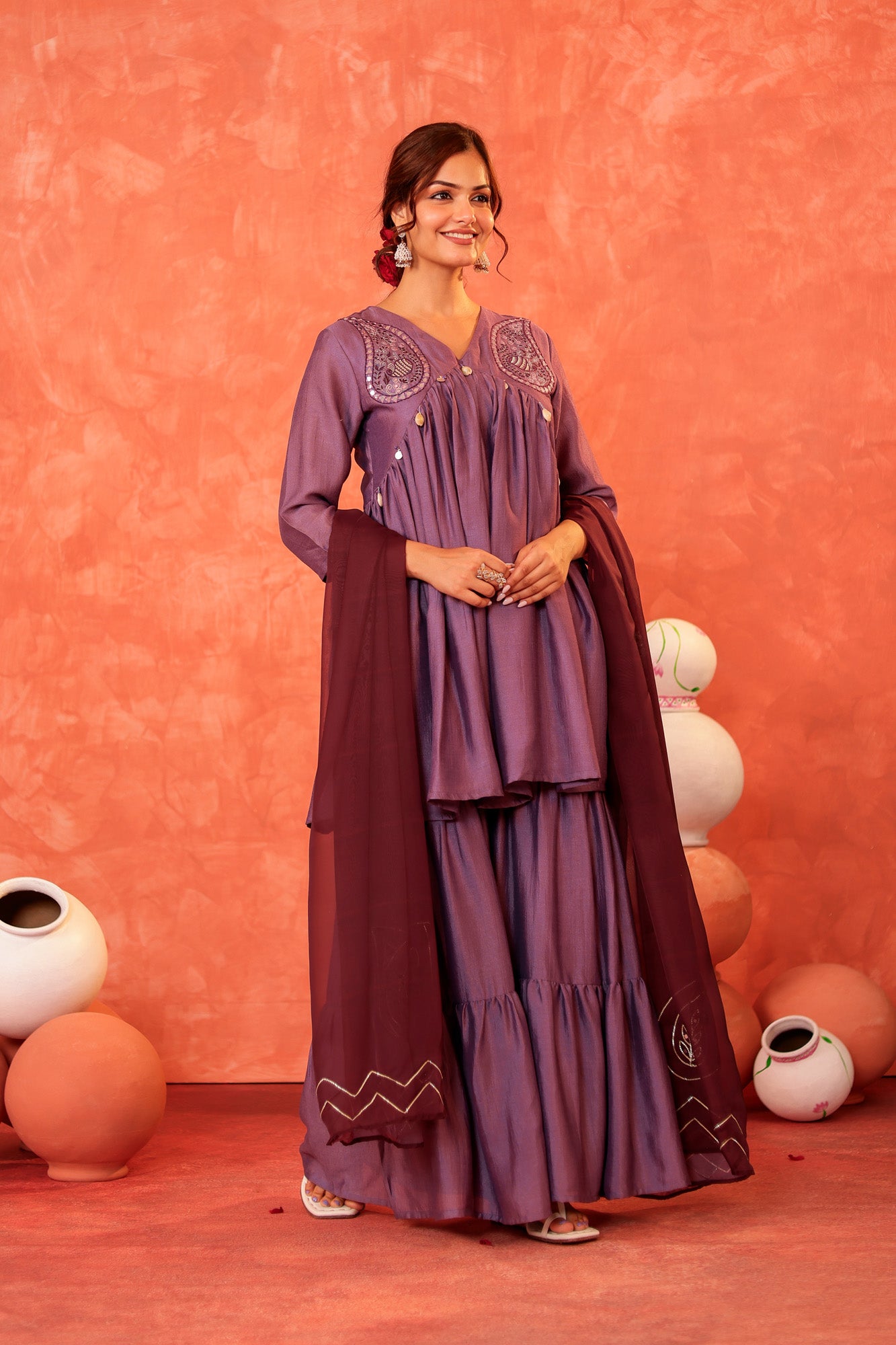 Lavender Kurti set with Sharara