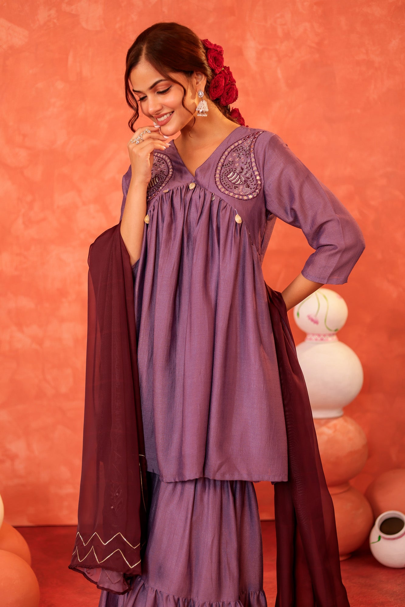 Lavender Kurti set with Sharara