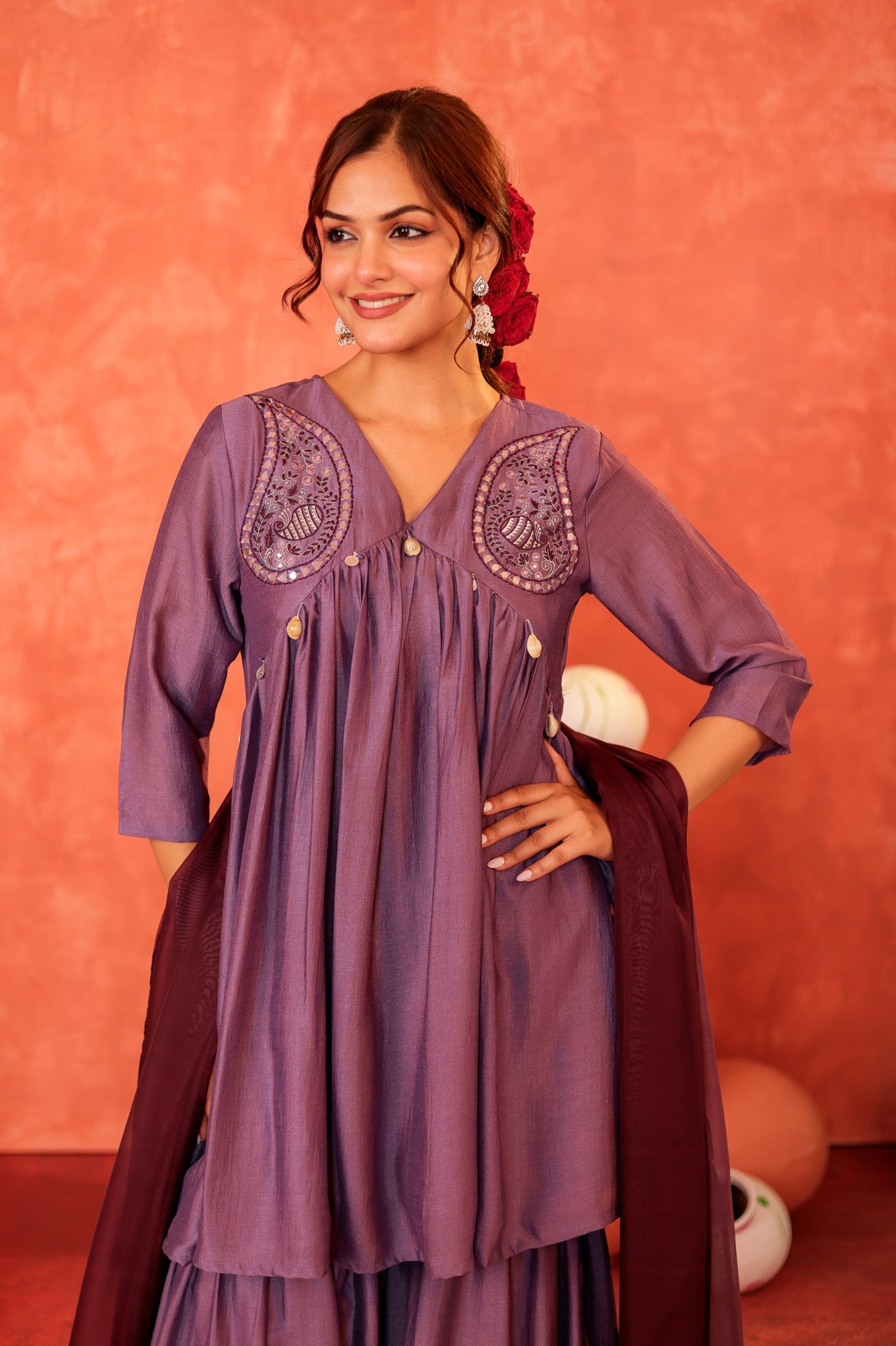 Lavender Kurti set with Sharara