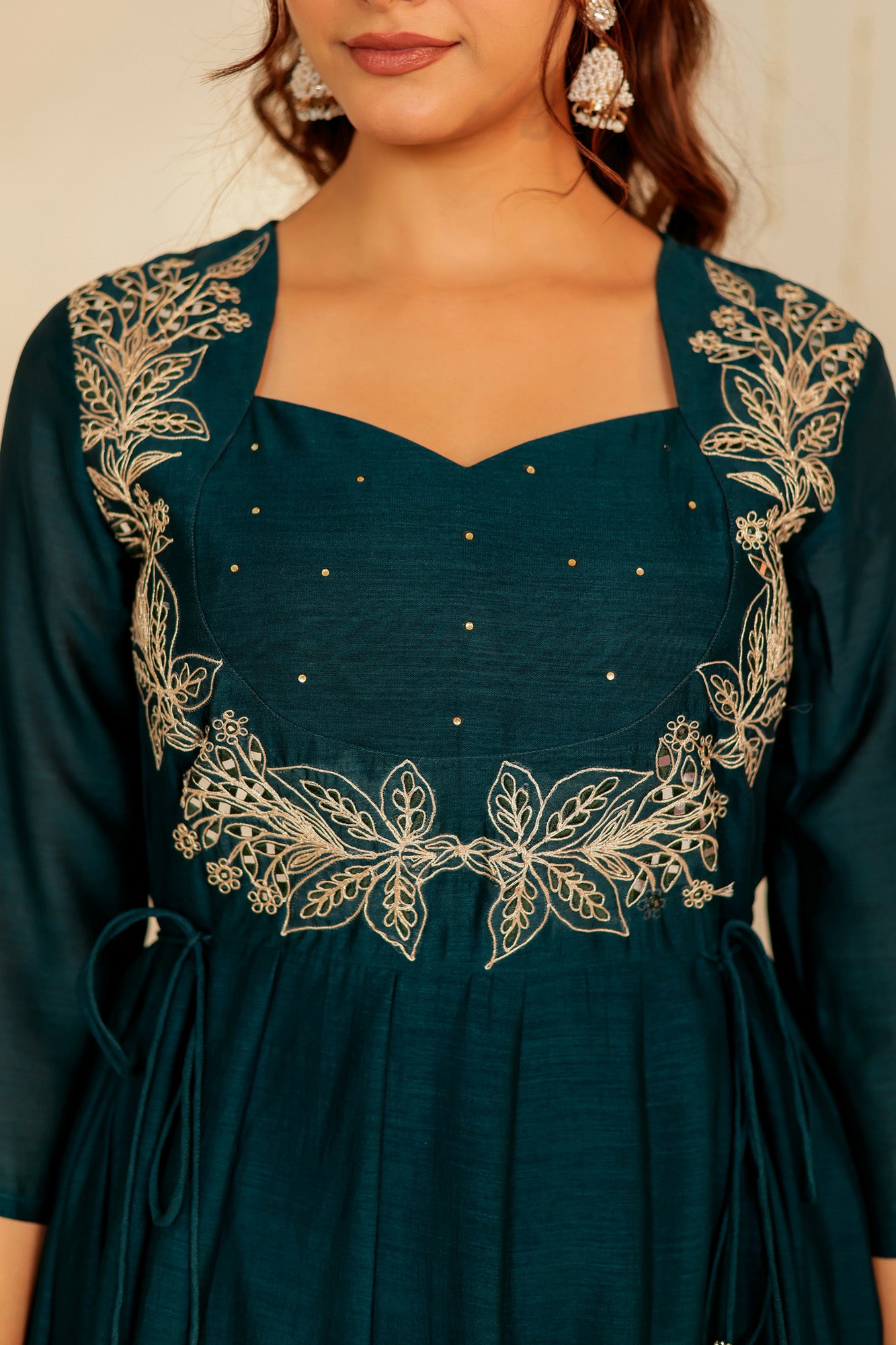 Dark Green Embroidered Dress