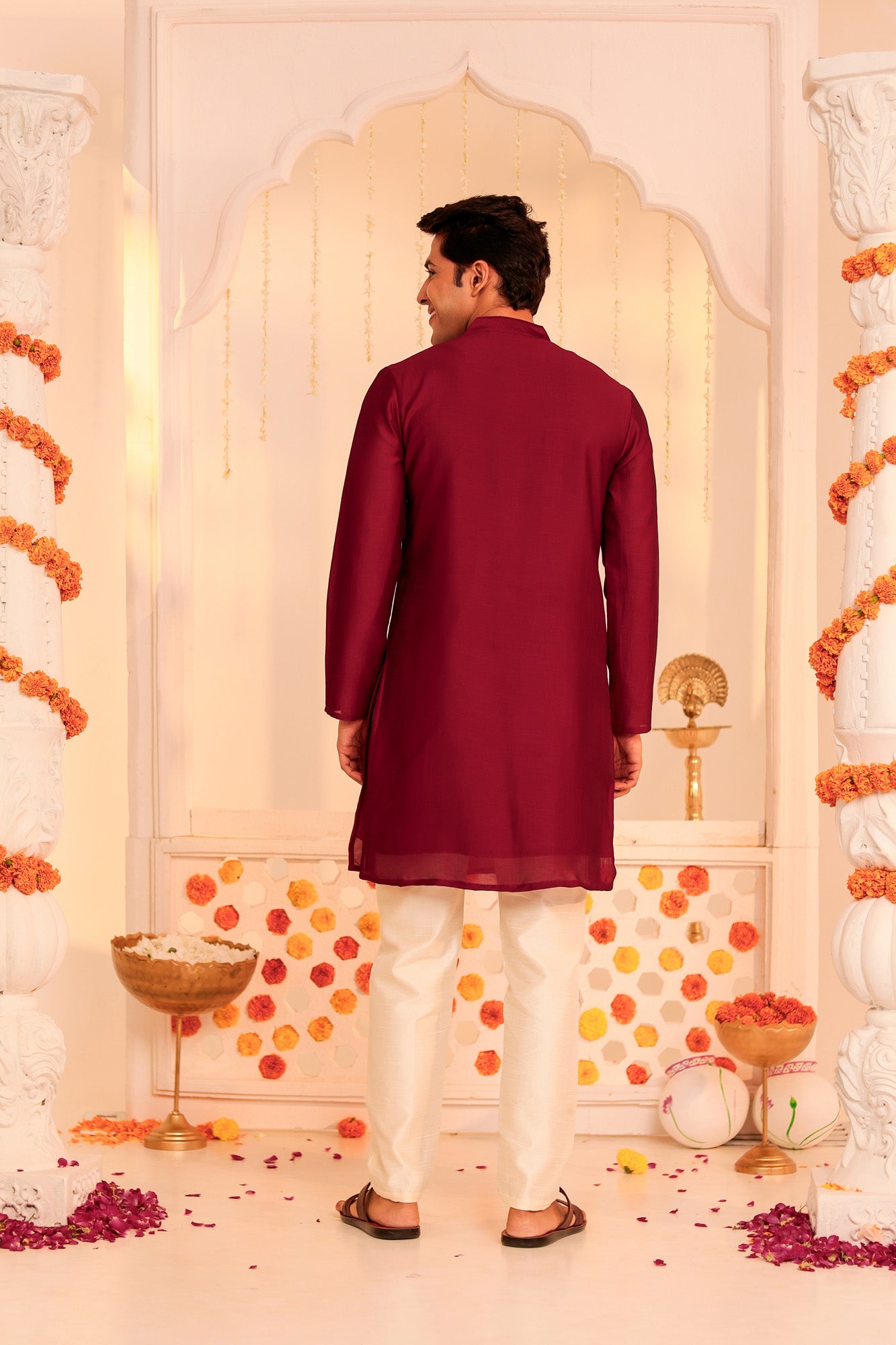 Maroon Utsav Mens Kurta Pajama