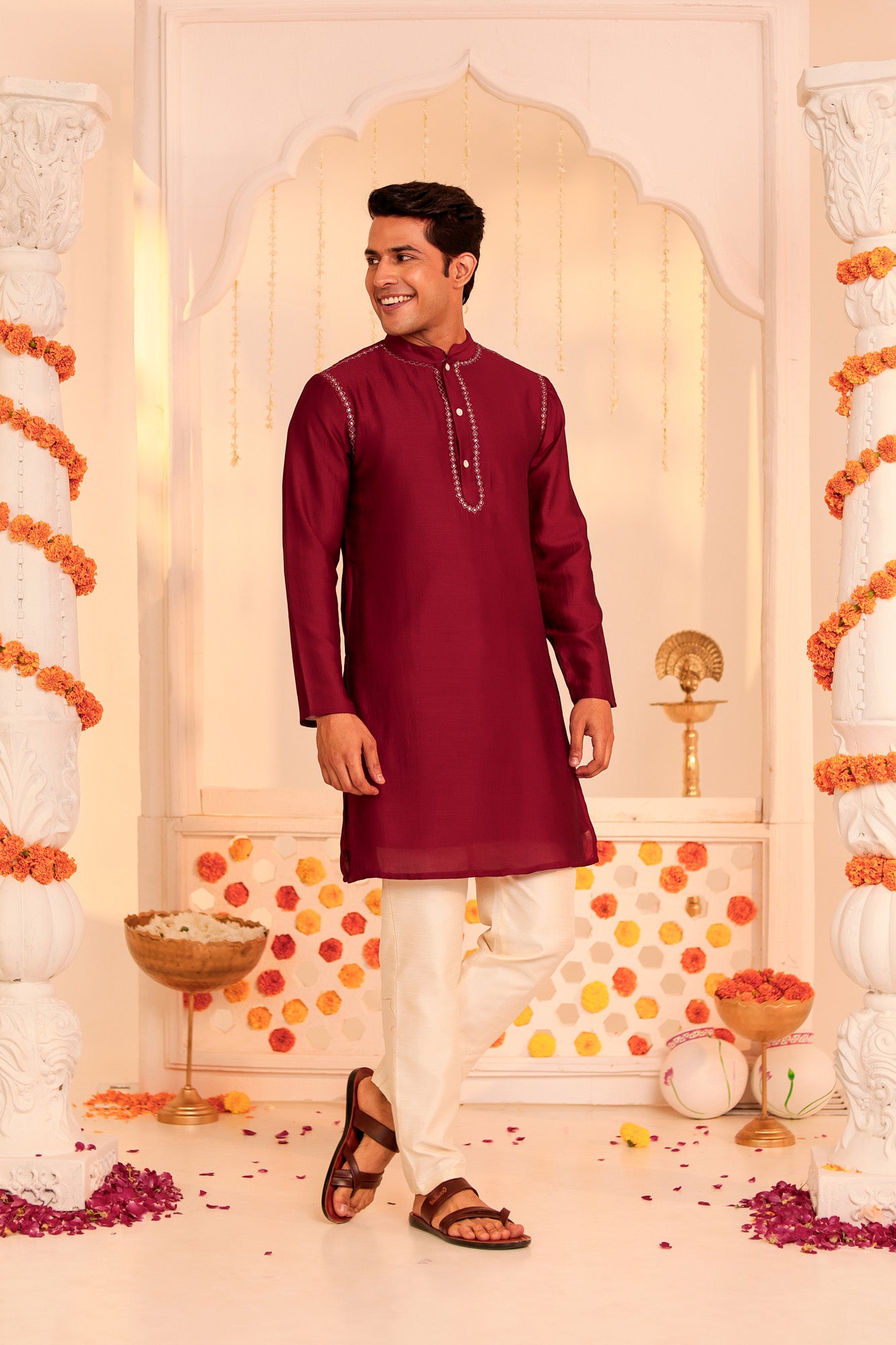 Maroon Utsav Mens Kurta Pajama