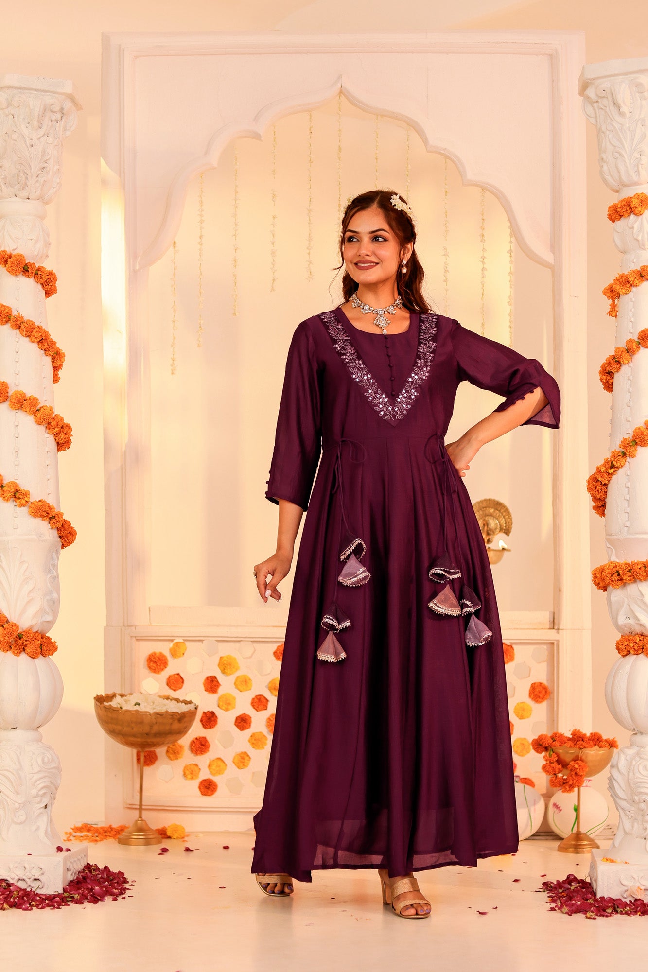 Utsav Dress Embroidered V-Neck