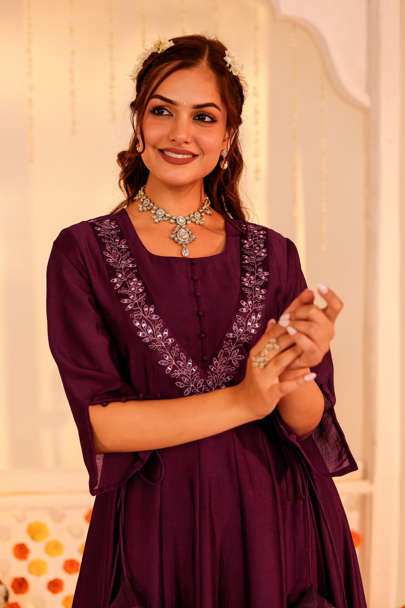 Utsav Dress Embroidered V-Neck