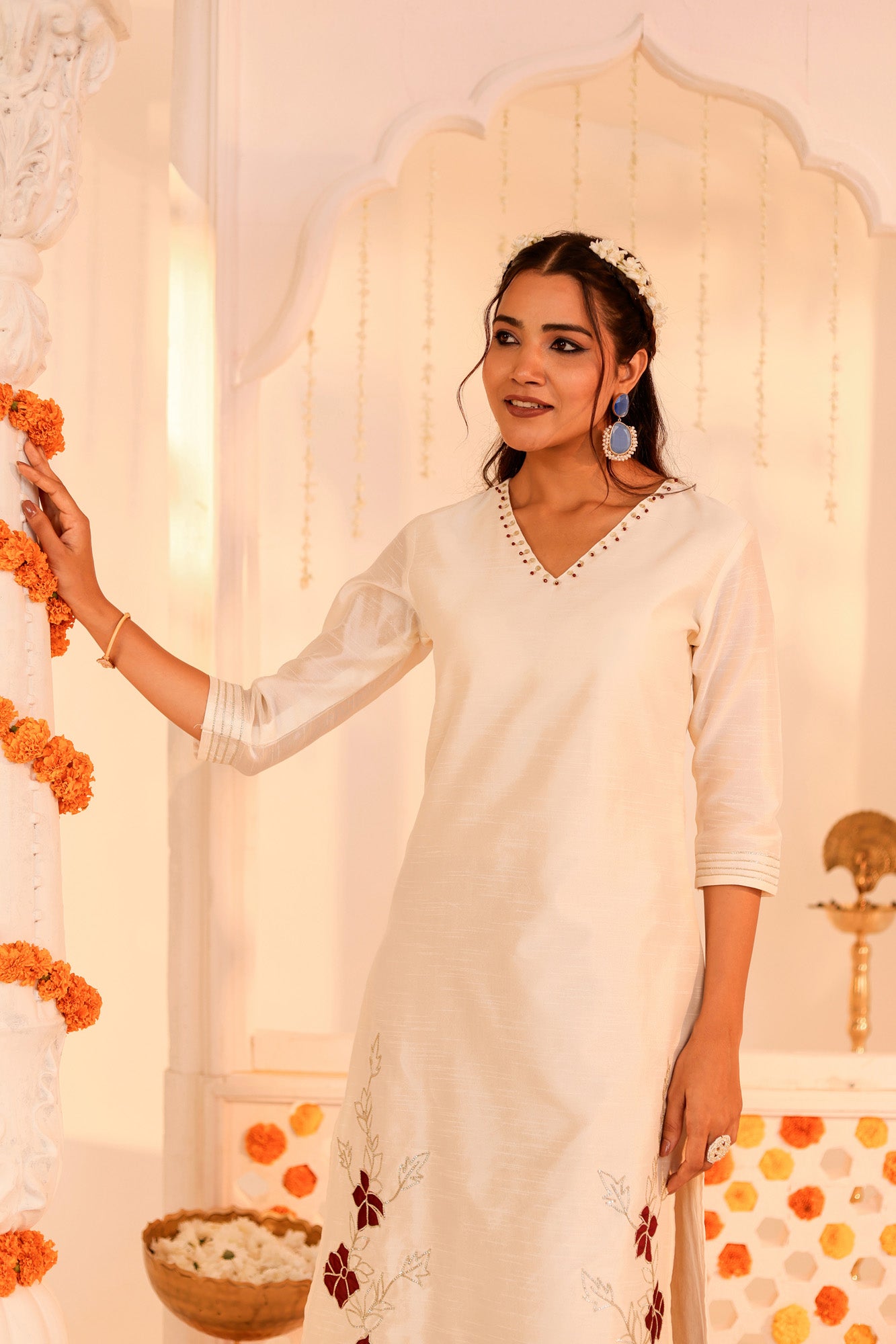 Pearl White Utsav Kurta Set