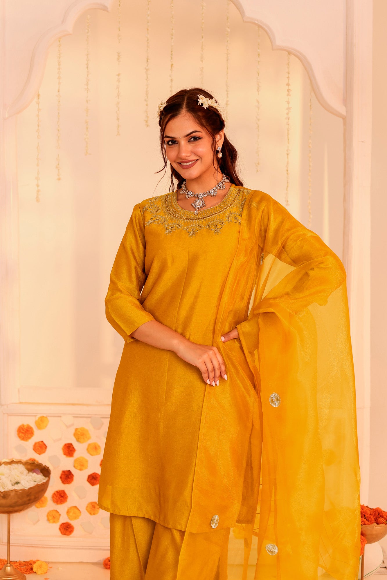 Mustard Utsav Kurta Set