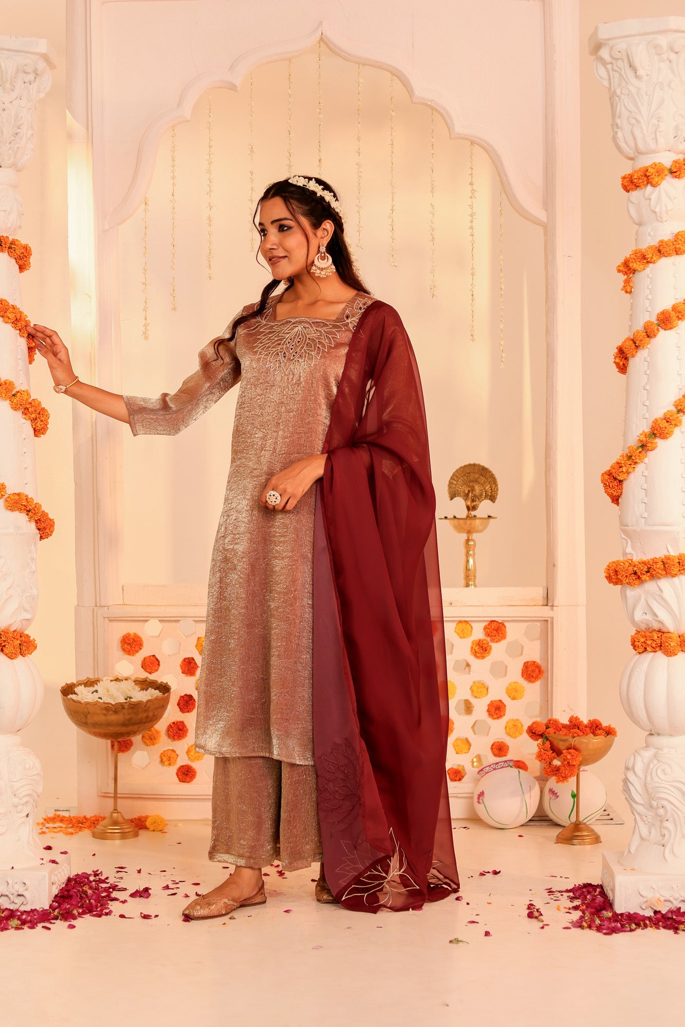 Rose Silver Ustav Kurta Set