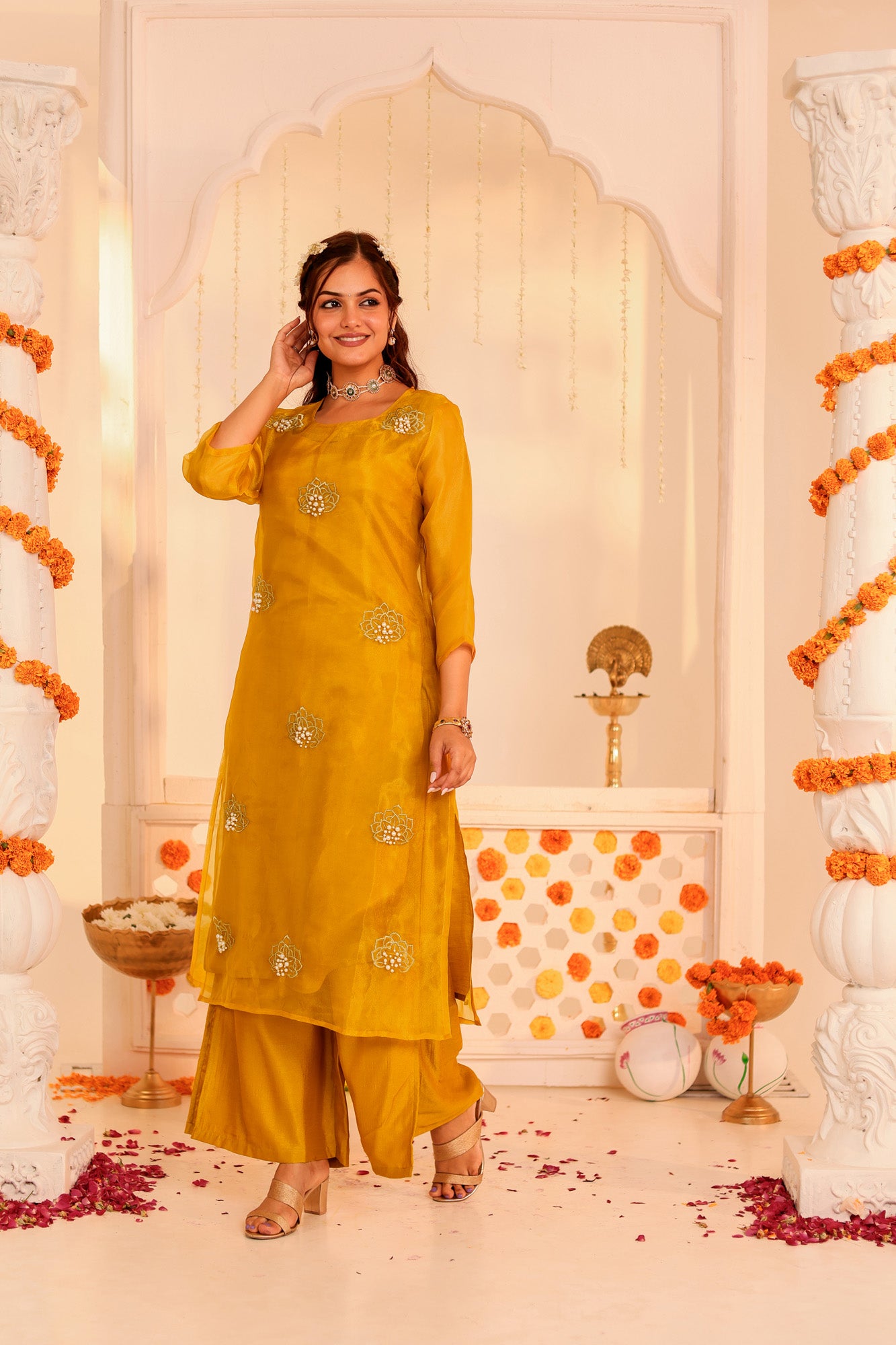 Mustard Kurta and Palazzo Set