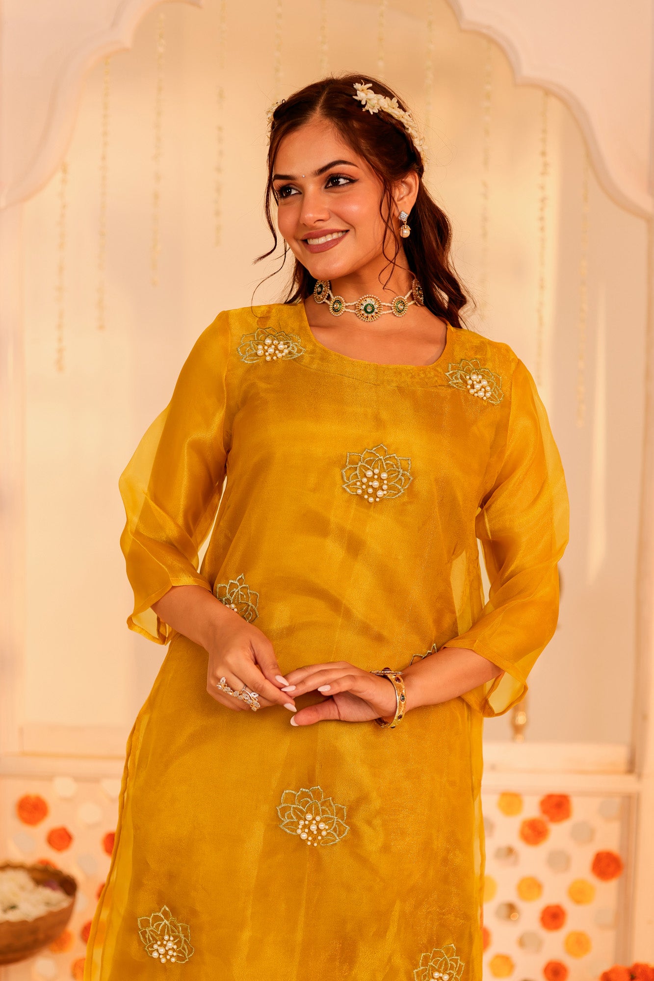 Mustard Kurta and Palazzo Set