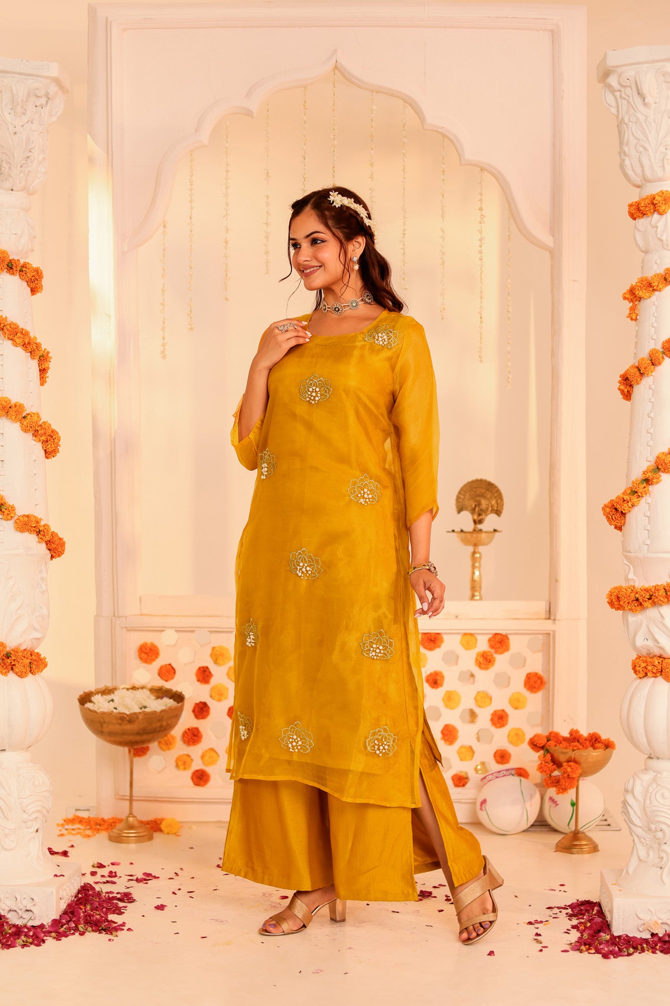 Mustard Kurta and Palazzo Set