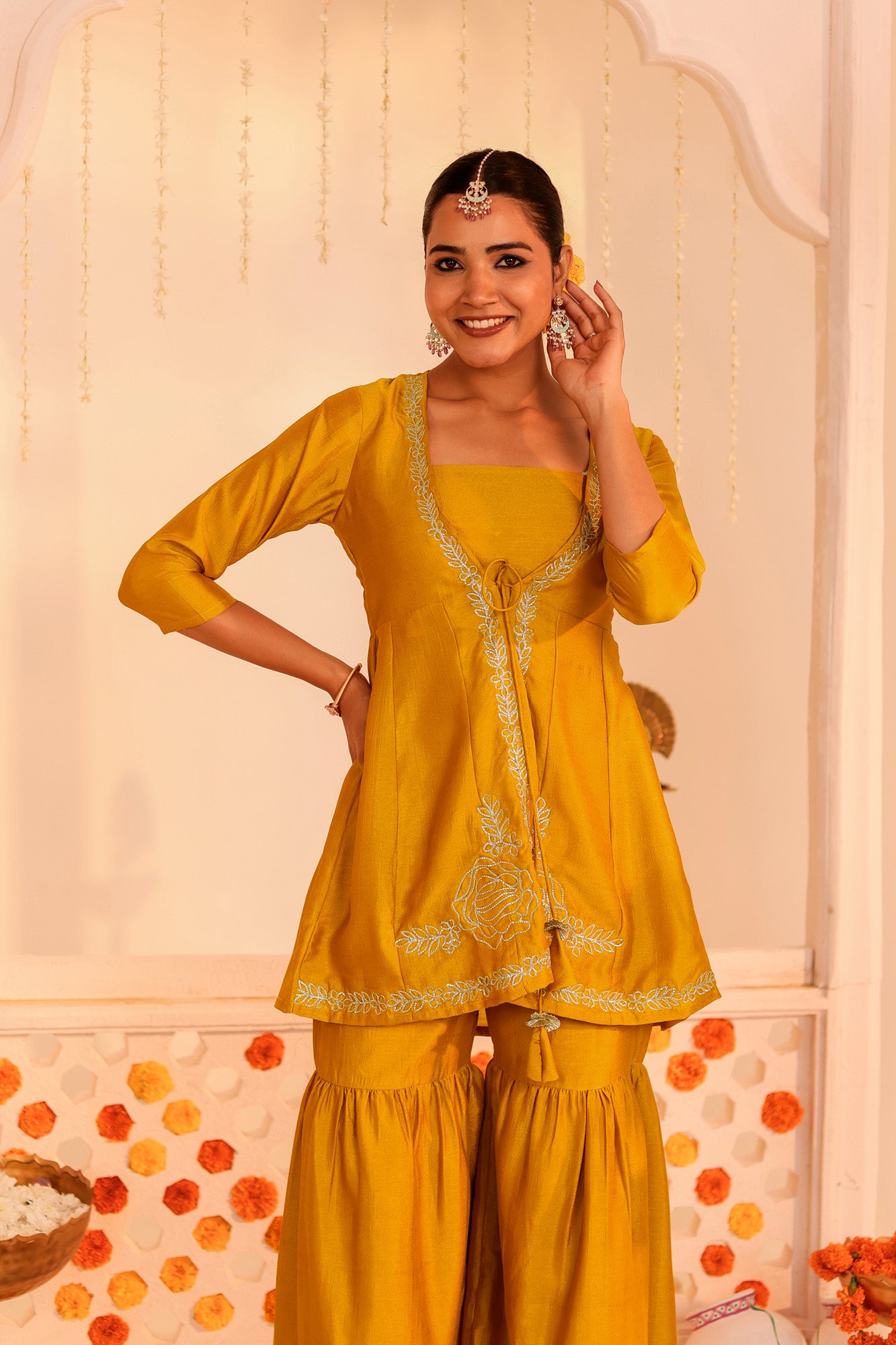 Mustard Utsav Kurti and Sharara