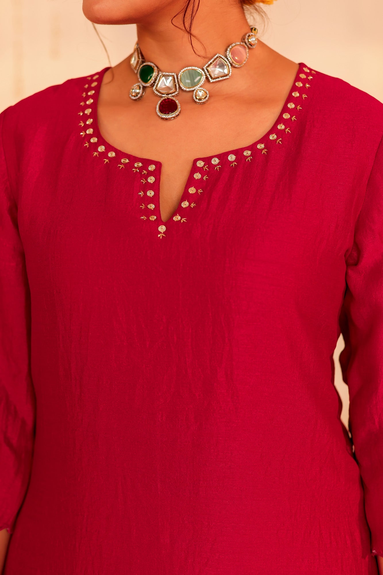 Bright Red Kurti Set