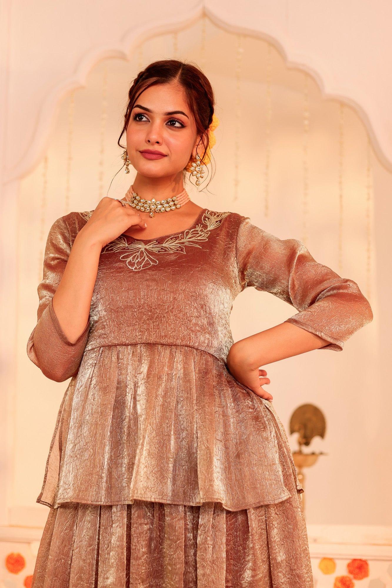 Lilac Silver Kurti and Sharara Set