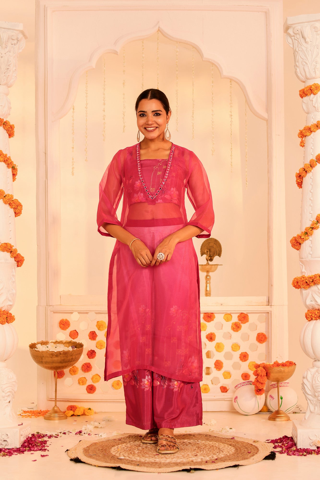 Rose Pink Kurti with Palazzo