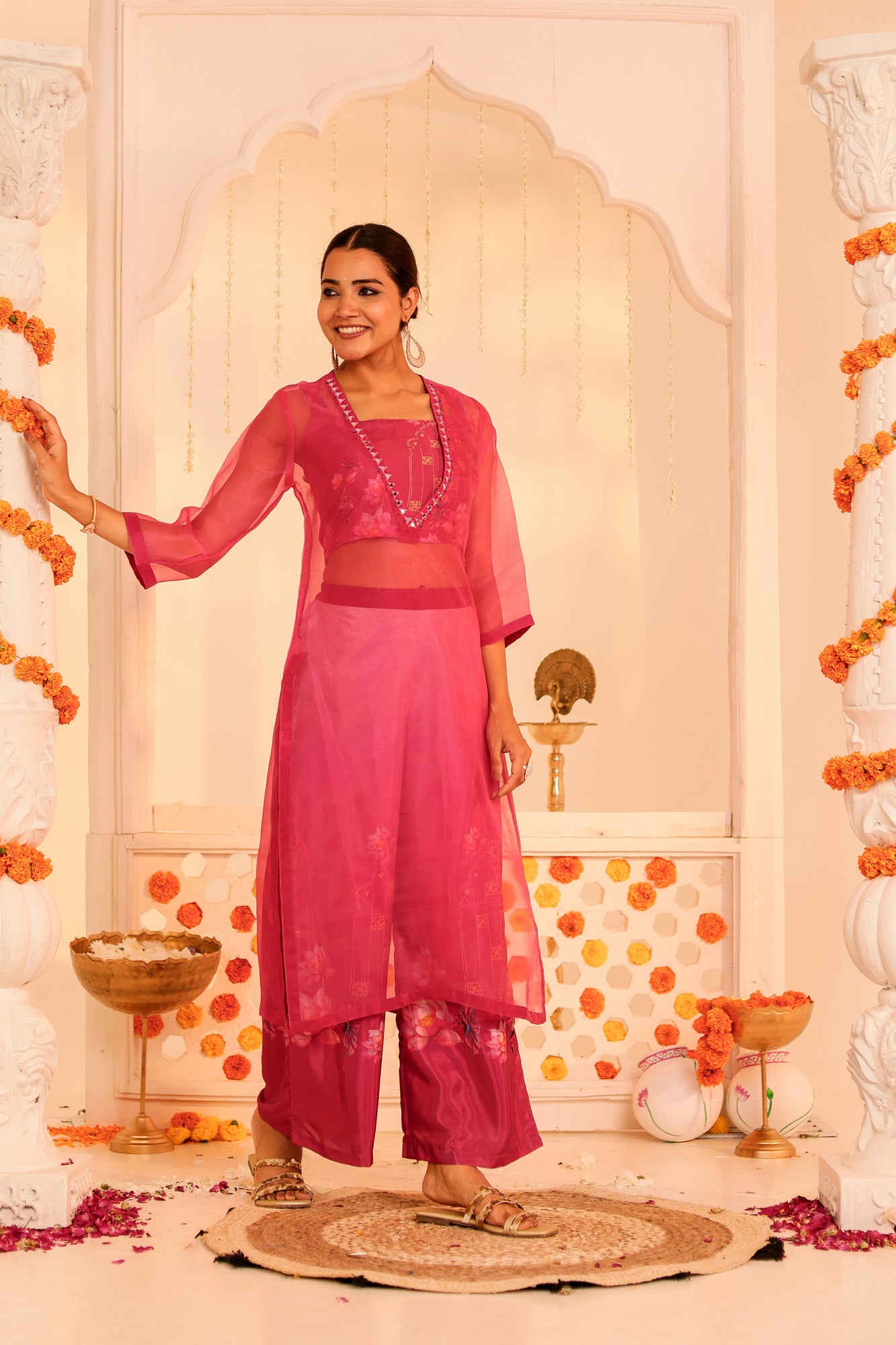 Rose Pink Kurti with Palazzo