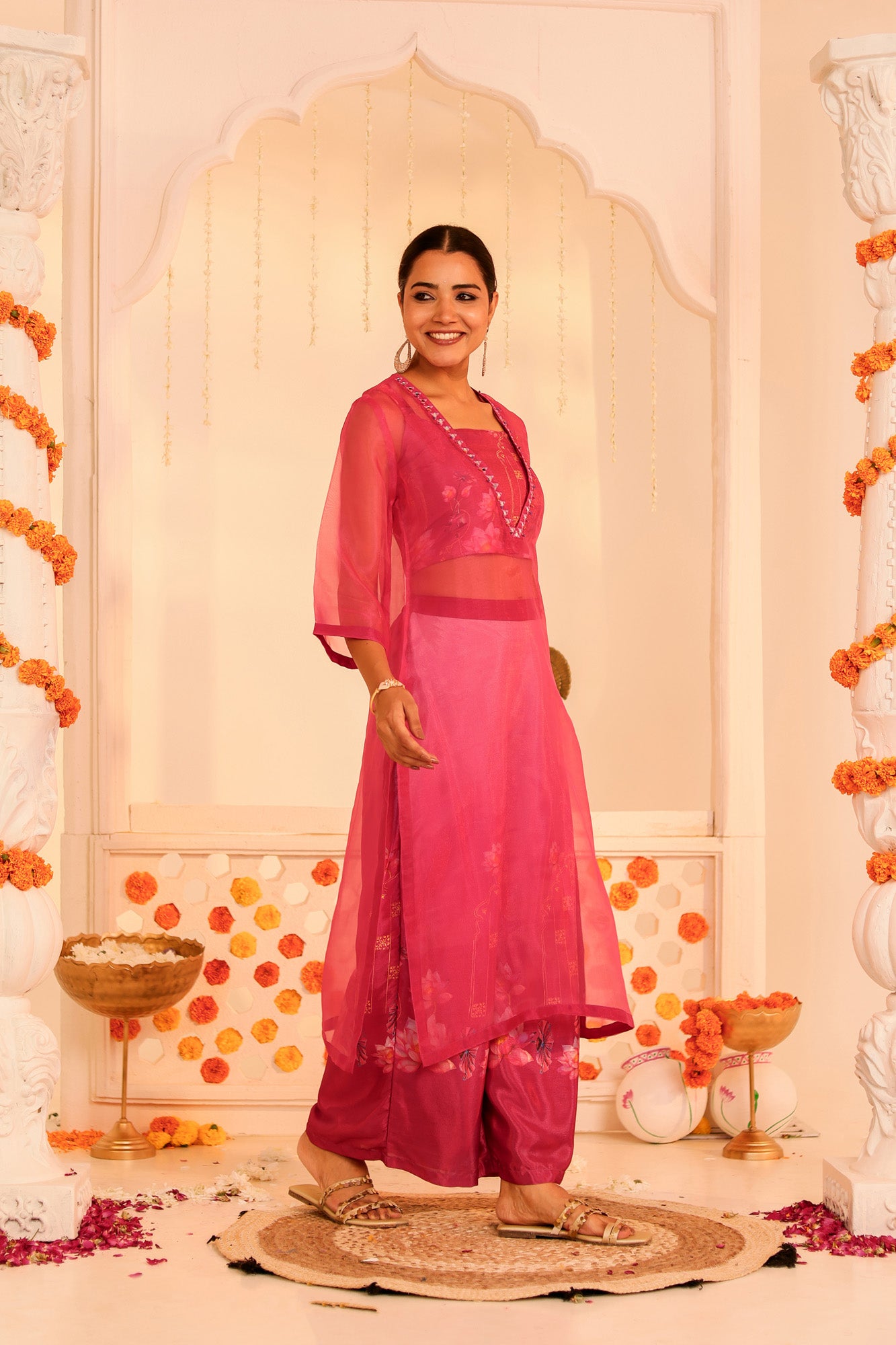 Rose Pink Kurti with Palazzo