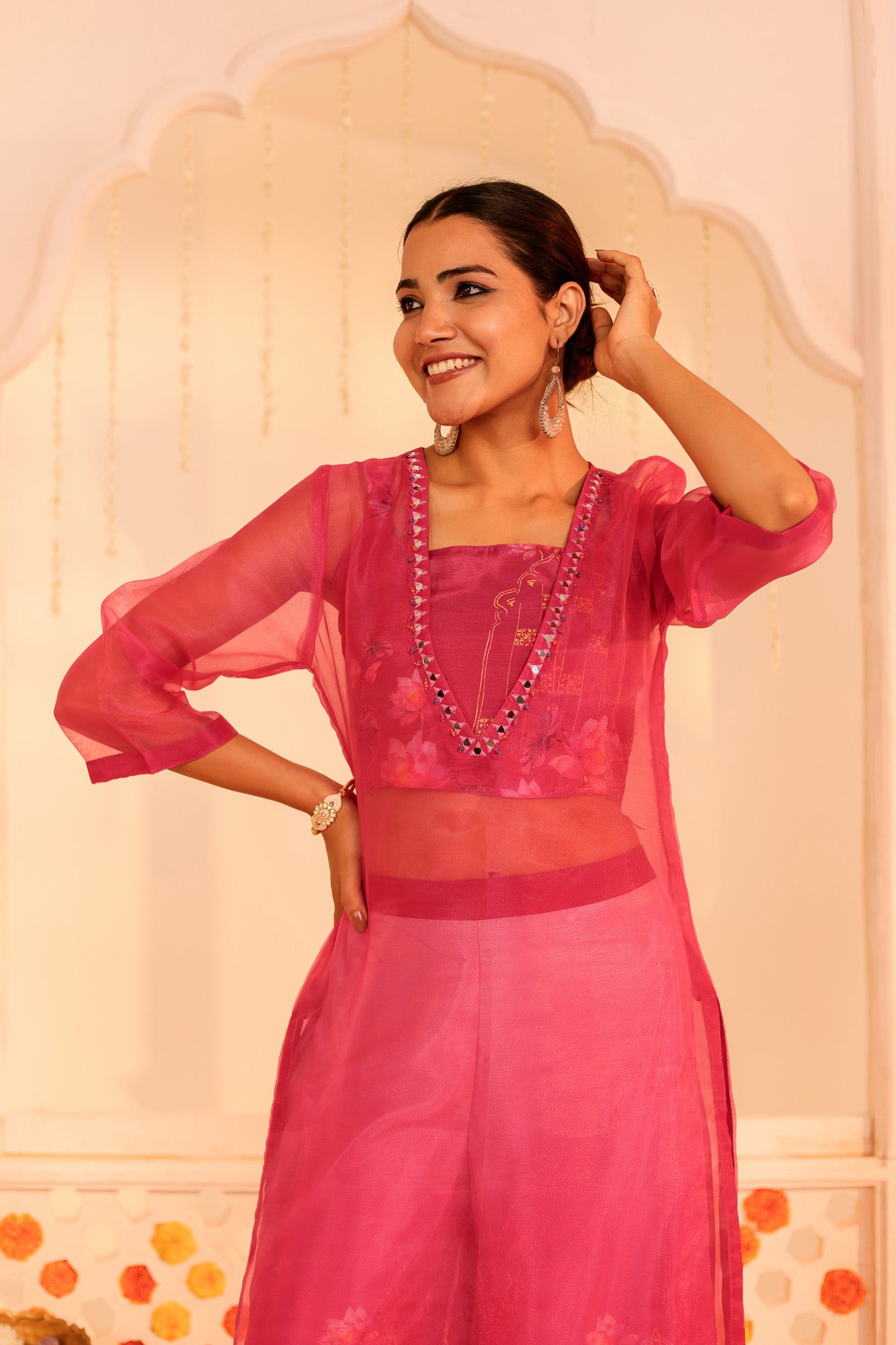 Rose Pink Kurti with Palazzo