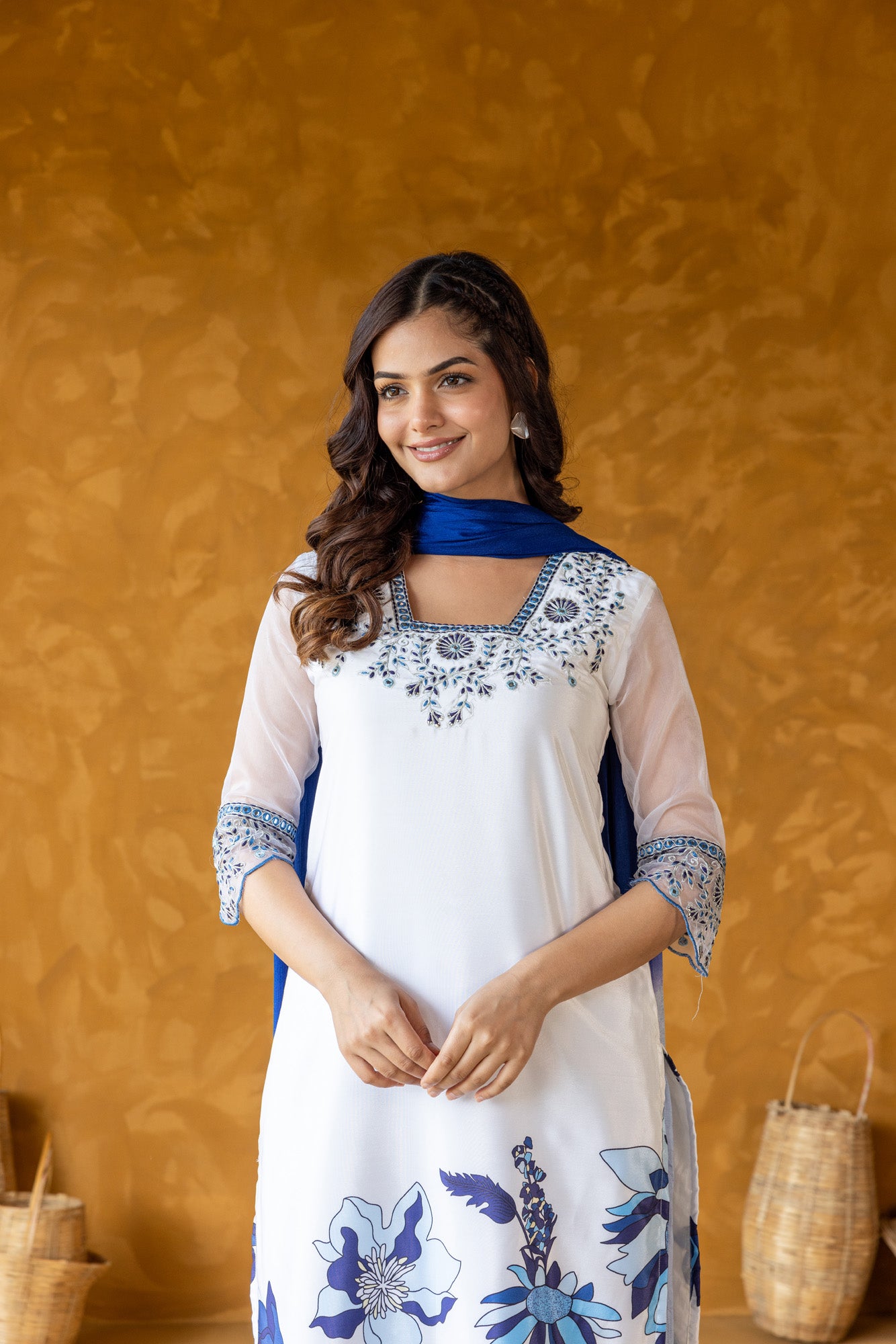 Embroidered Neckline Kurta Set