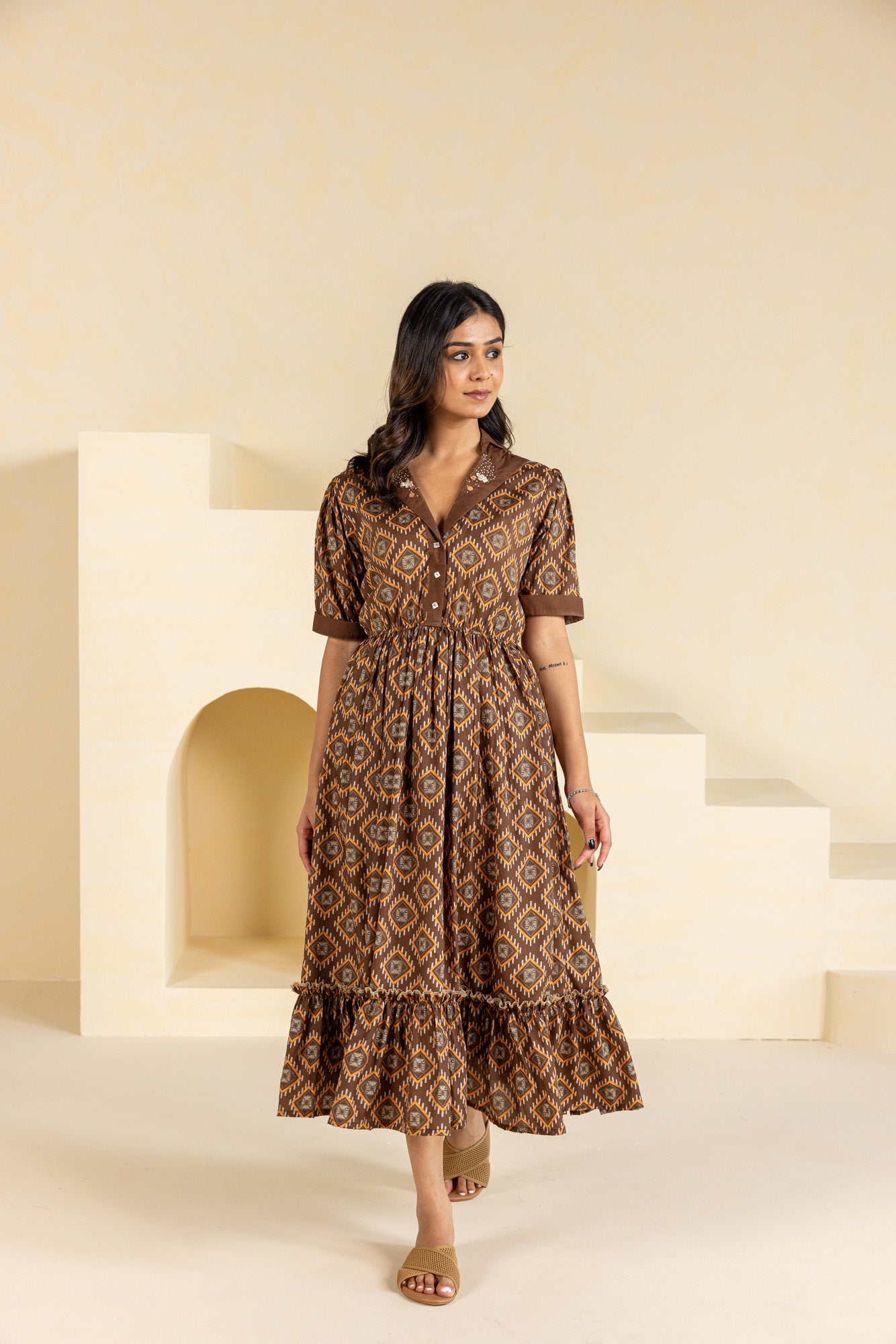 Brown Ikat Dress