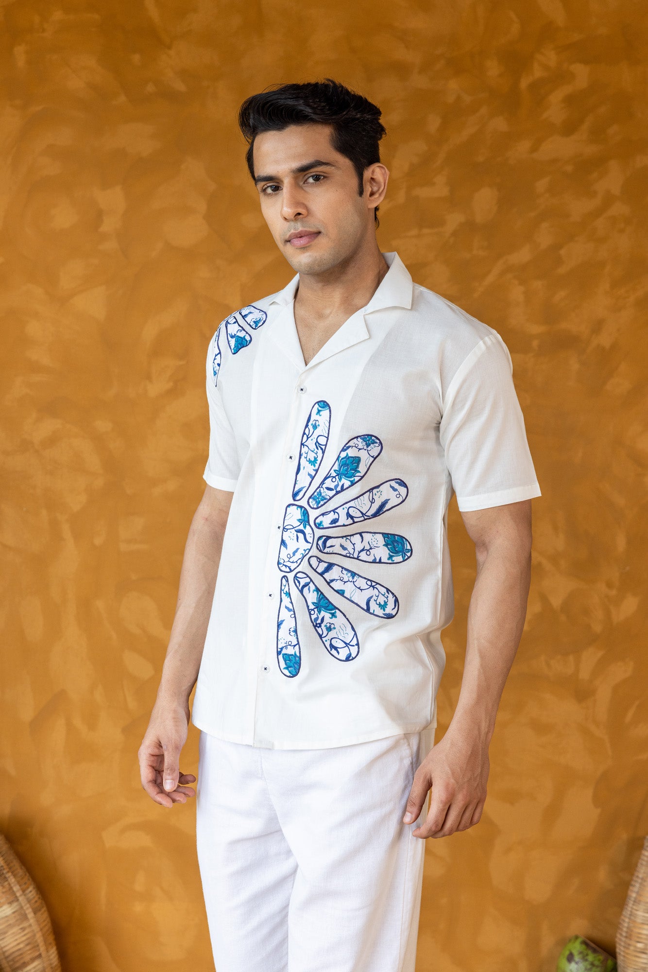 Flower Embroidered Shirt