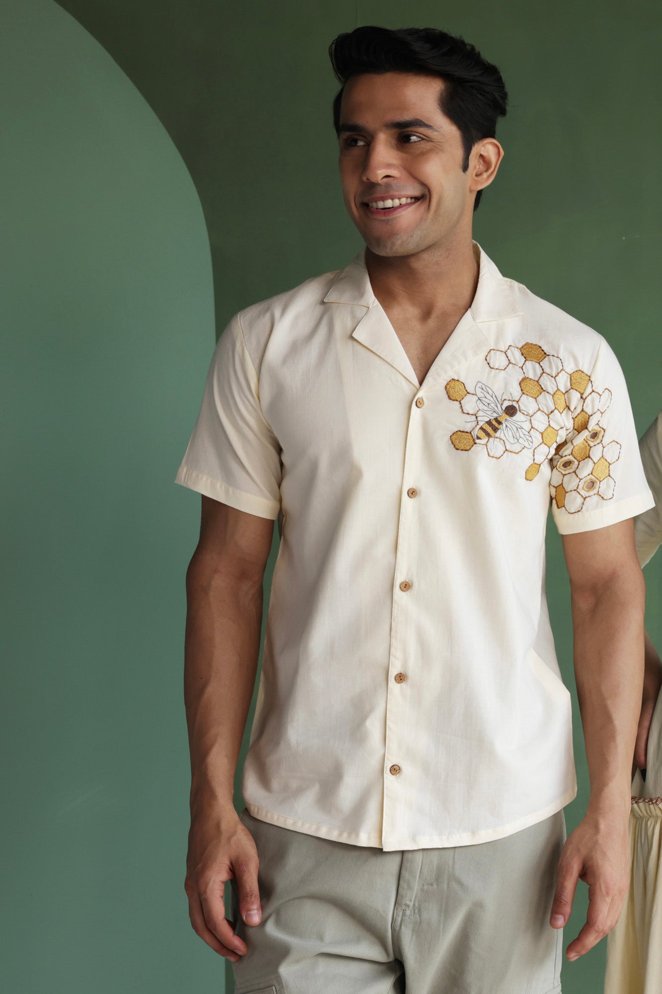 Honeycomb Embroidered Shirt