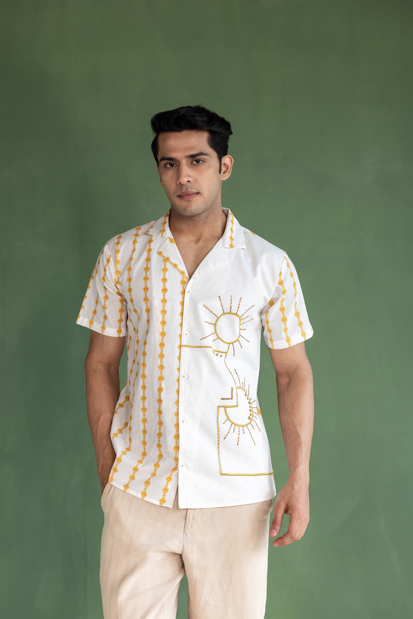 Sun embroidered Regular fit shirt