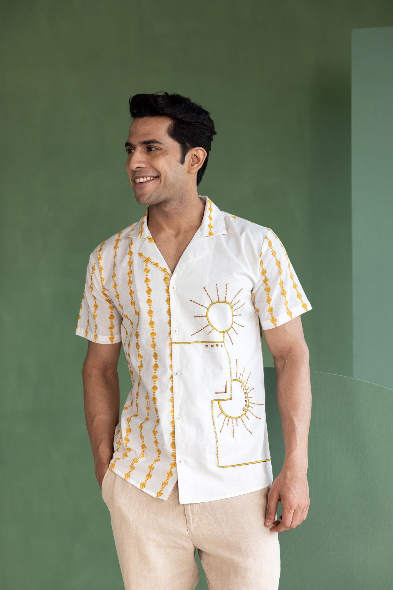 Sun embroidered Regular fit shirt