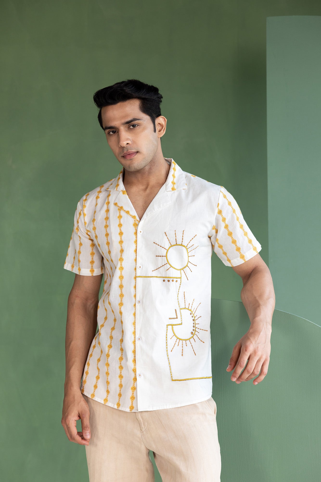 Sun embroidered Regular fit shirt