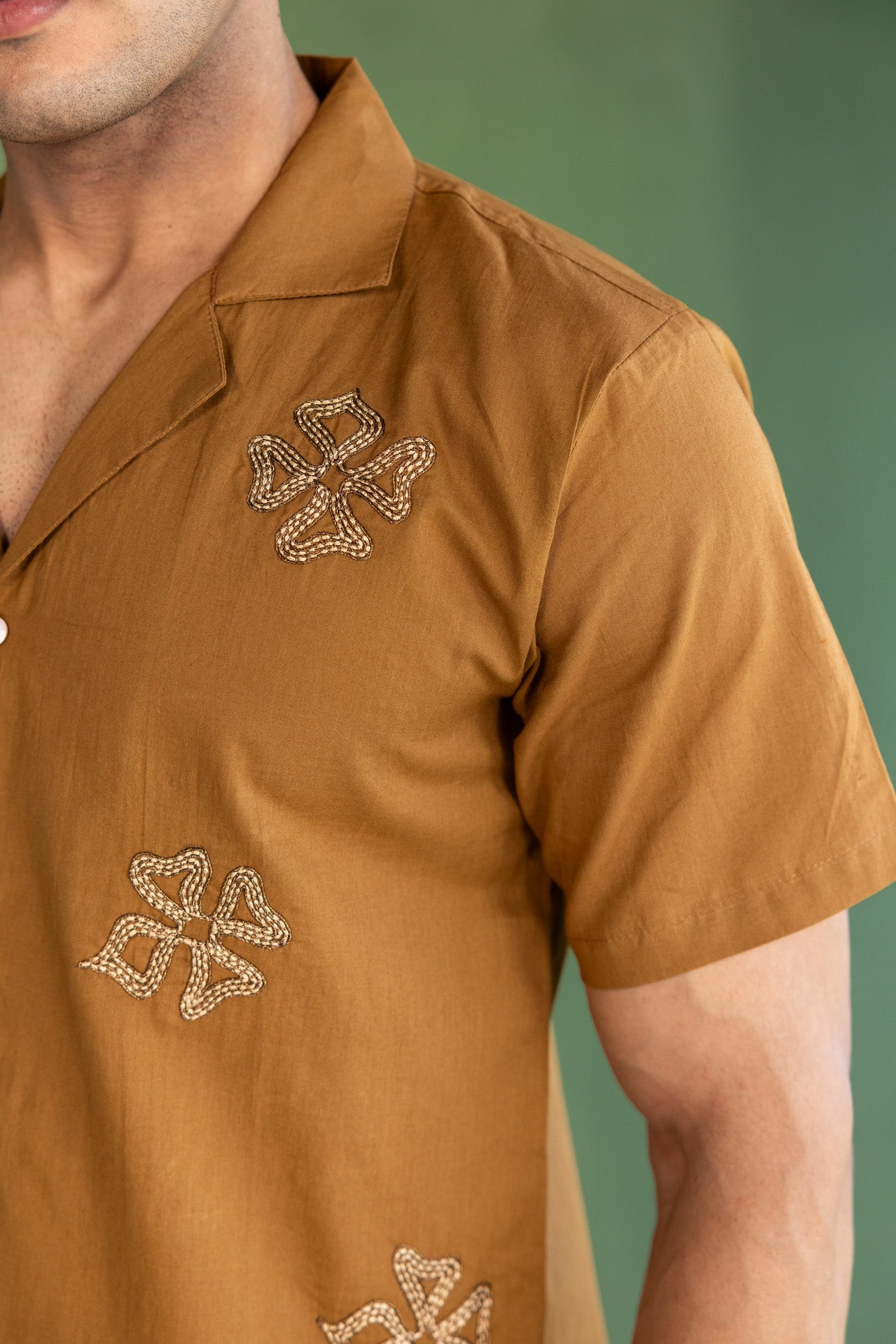 Brown Floral Cotton Shirt