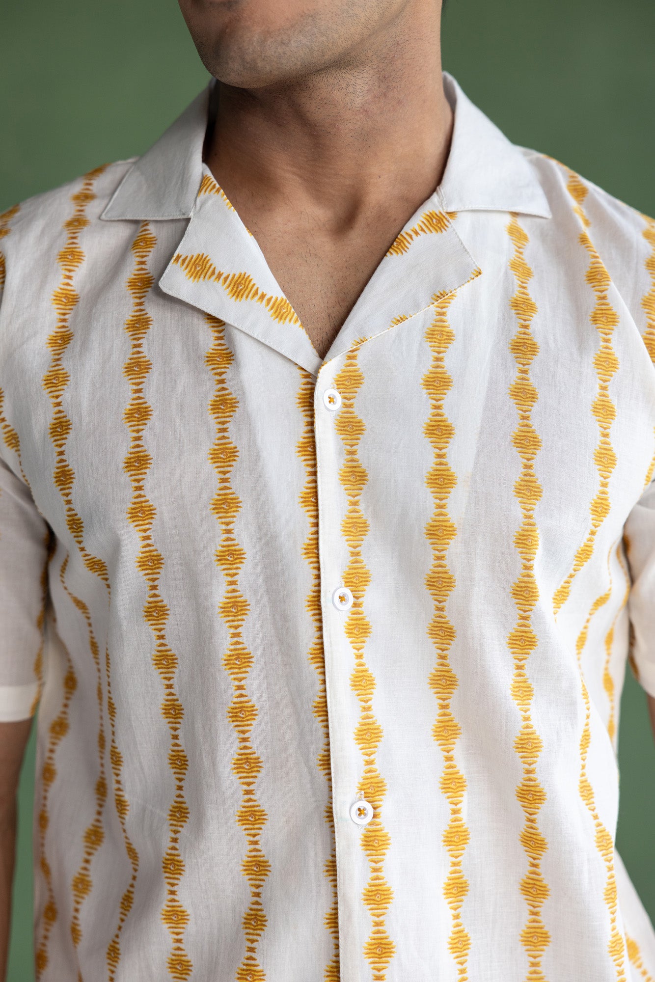 Yellow Striped Resort Collar Shirt