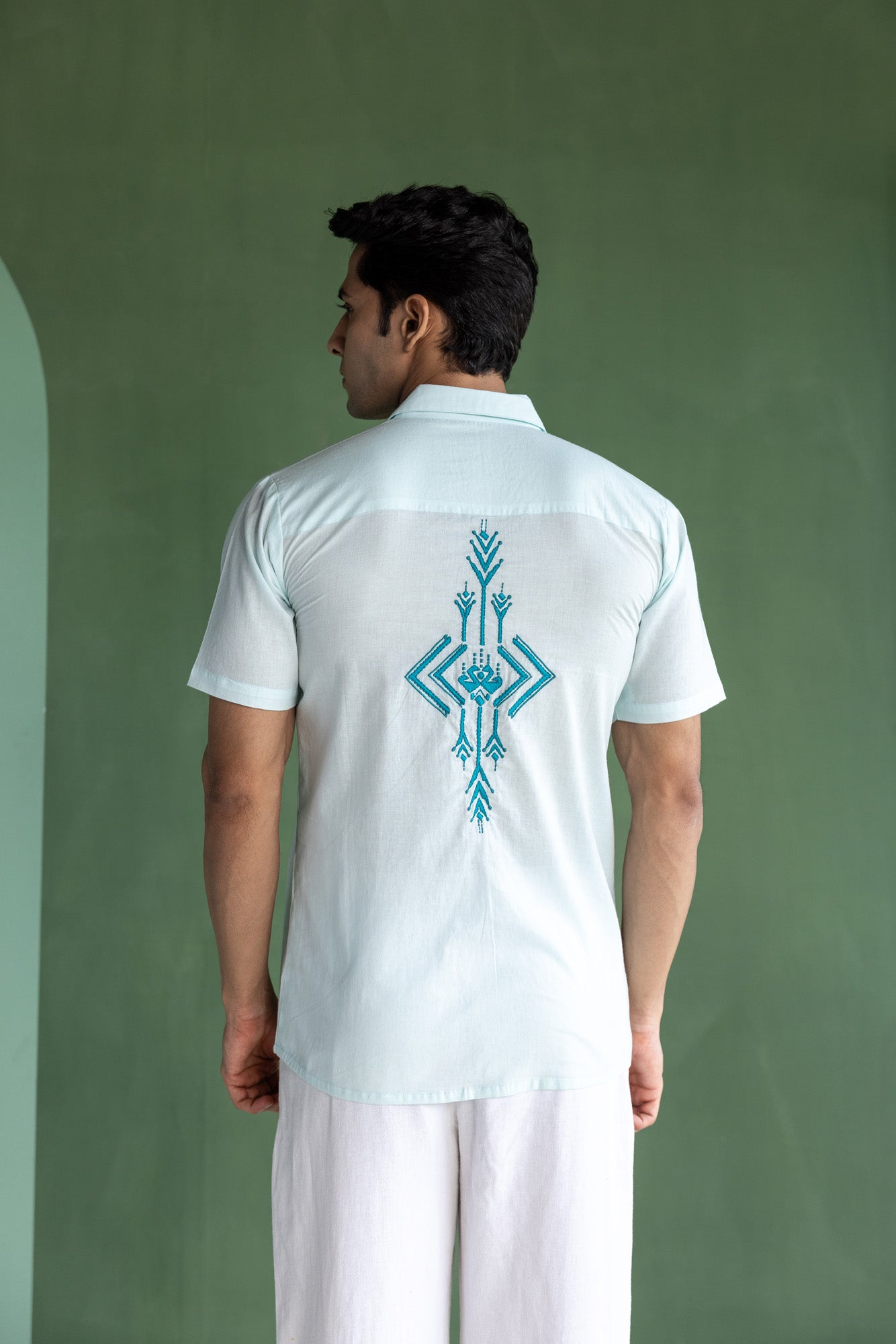 Light Blue Embroidered Shirt